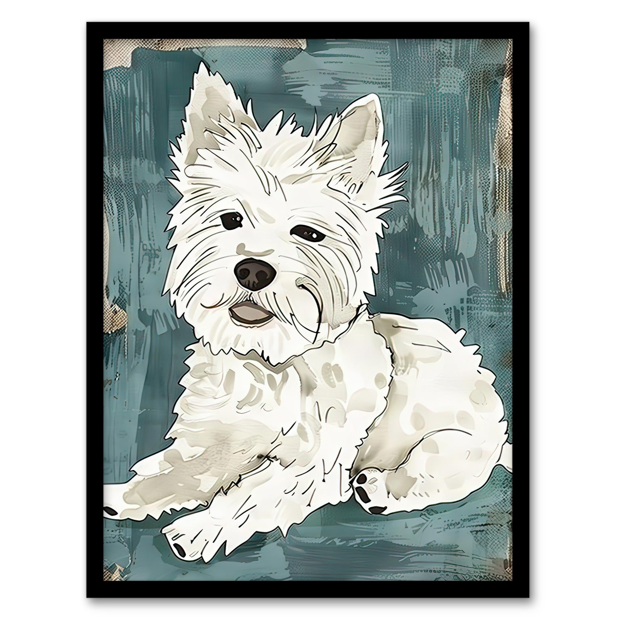 Artery8 Dog Lover White West Highland Terrier Portrait Living Room Artwork Framed Wall Art Print 18X24 Inch