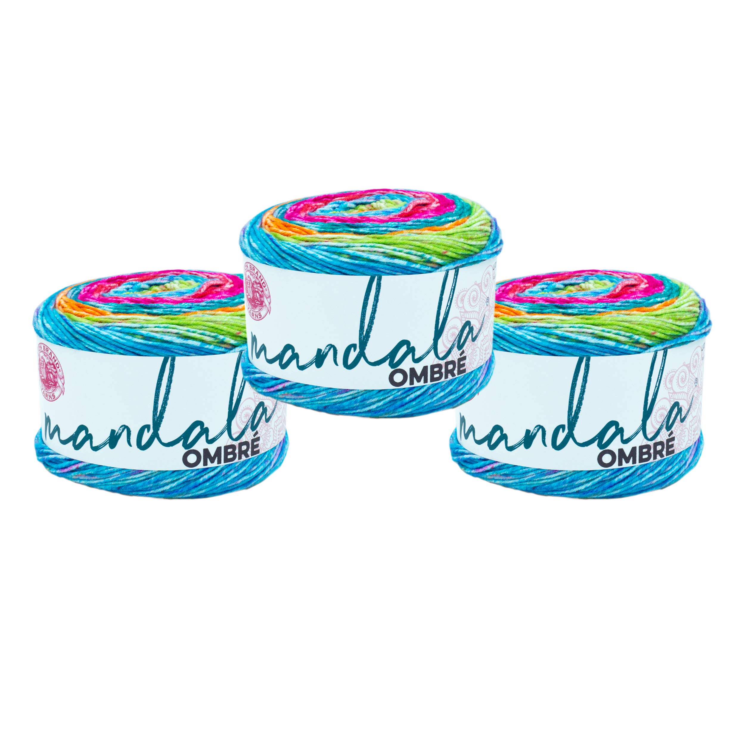 Fil panaché crochet et tricot Lion Brand Mandala Ombré en fibre acrylique douce | Lot de 3 pelotes