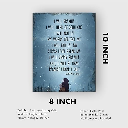 Vista 7 de I Will Simply Breathe and It Will Be Okay" Inspirational Quotes Wall Art Print - Modern Wall Decor for Home, Office, Bedroom, Classroom &