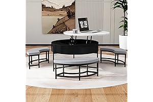 Stylish Round Coffee Table with Uplifting Convenience