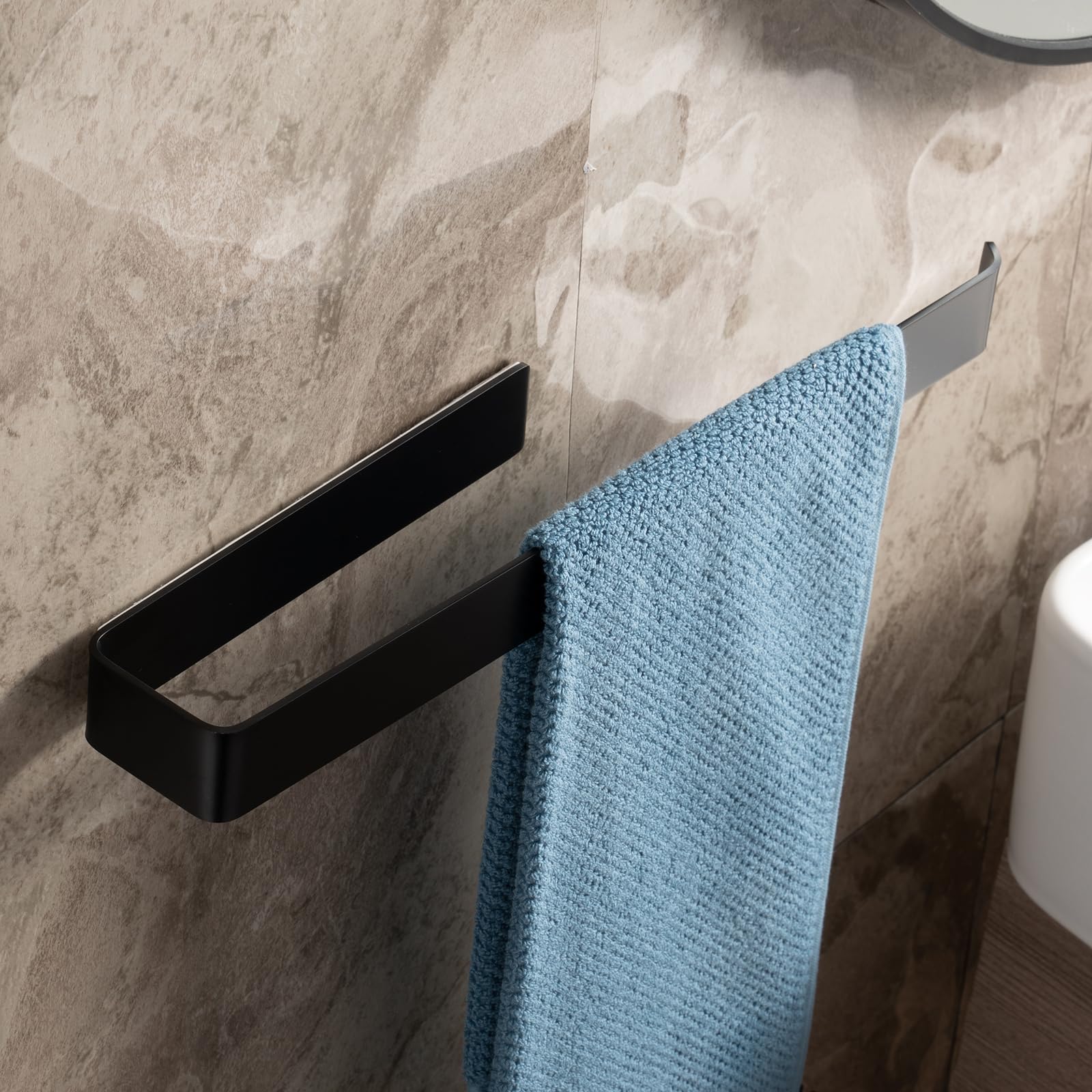 Porte-Serviettes Mural Acier Inox 19 Cm – Barre Adhésive 3M Sans Perçage, Salle De Bain & Cuisine