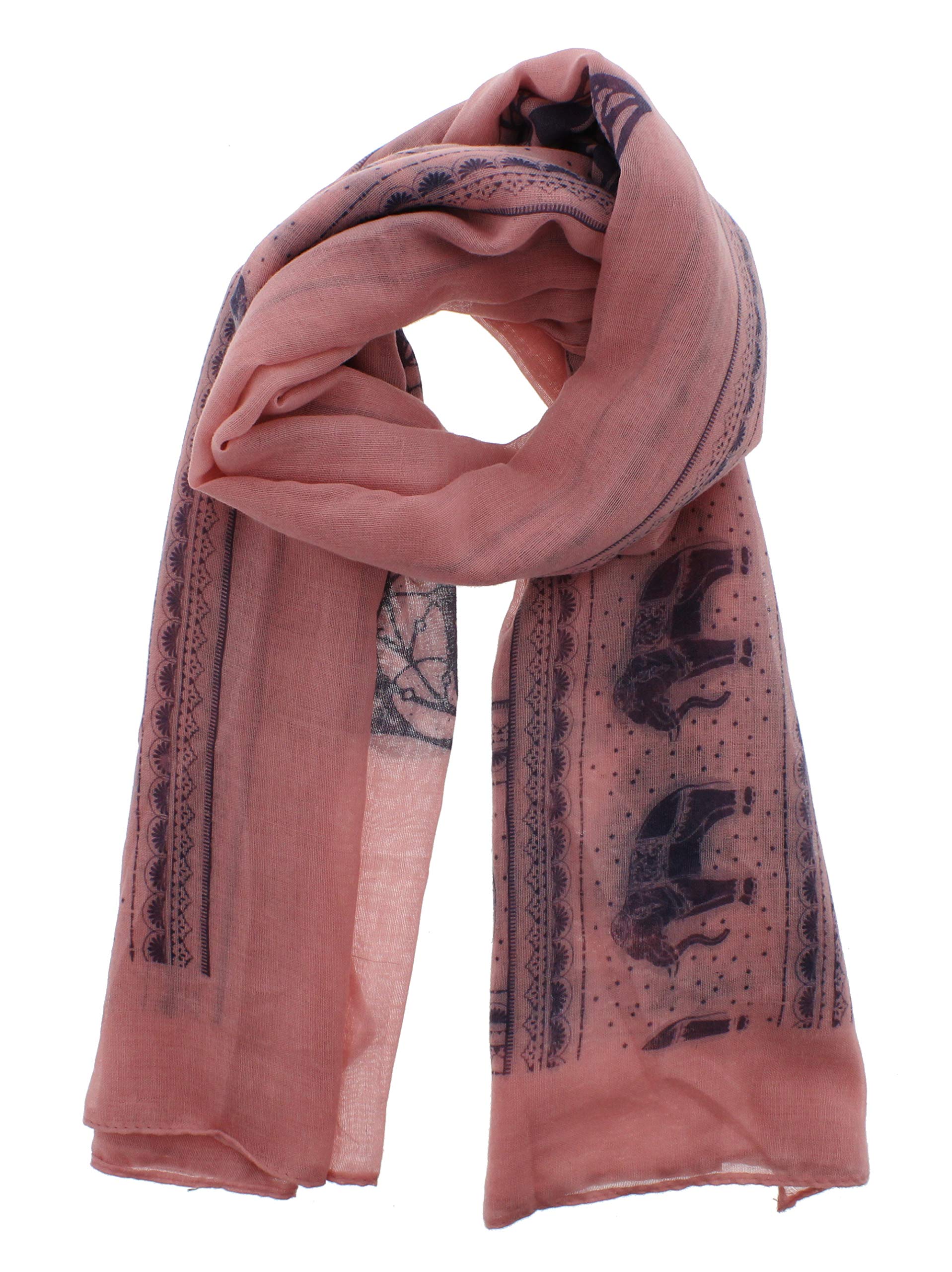Zac's Alter Ego Women's Baby Pink Long Lightweight Large Elephant Print Scarf
