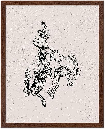 Miniatura 45 de Poster Master Póster de Rodeo marrón – Estampado retro de vaquero sobre caballo – Arte de vaquero – Arte occidental – Arte del salvaje oeste –