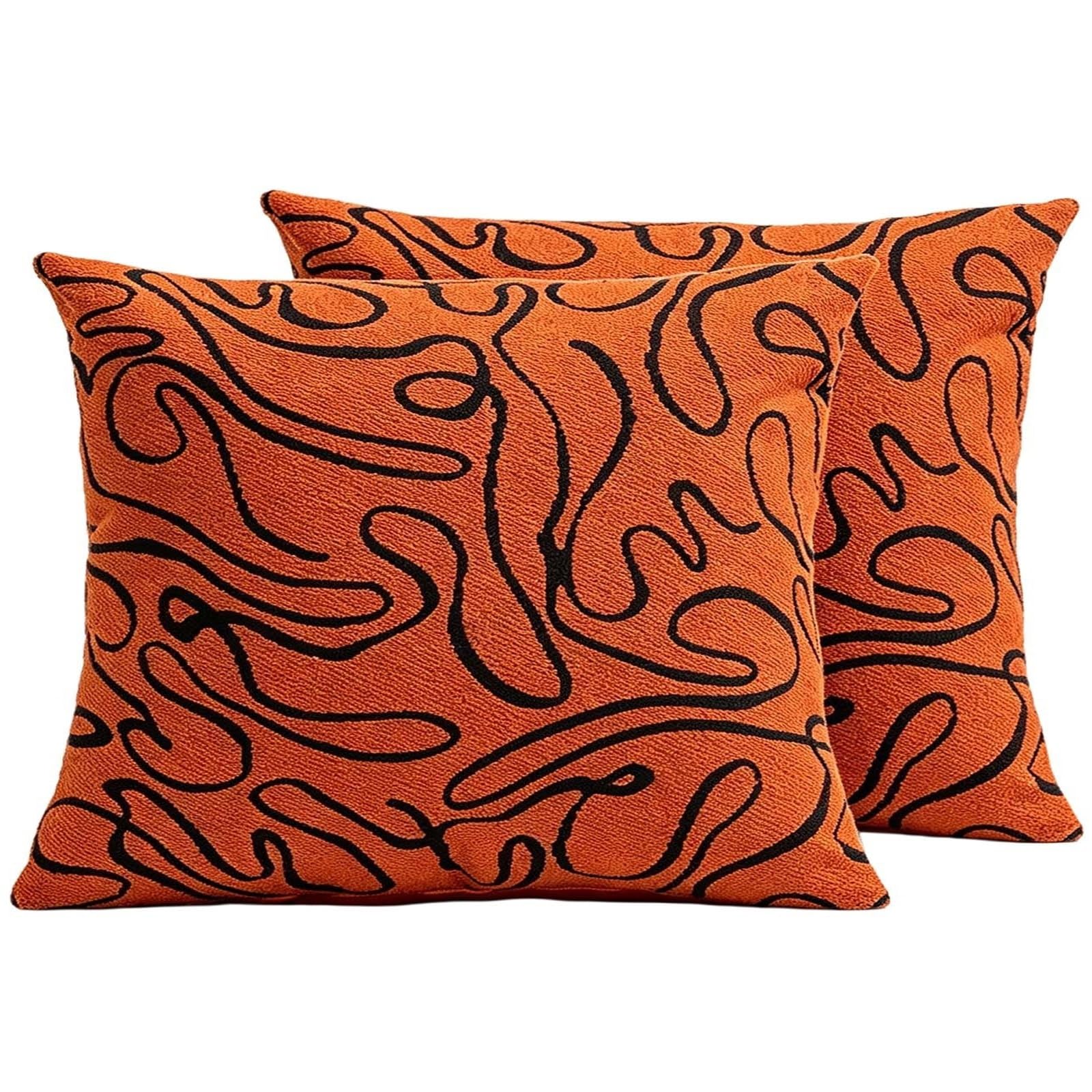 Orange Throw Pillow Covers 18X18 20X20 12X20 In Sofa Decor 2 Pack Cushion Covers
