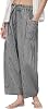 Yeokou Women Wide Leg Pants Casual Striped Cotton Mid Rise Drawstring Palazzo Trousers with Pockets
