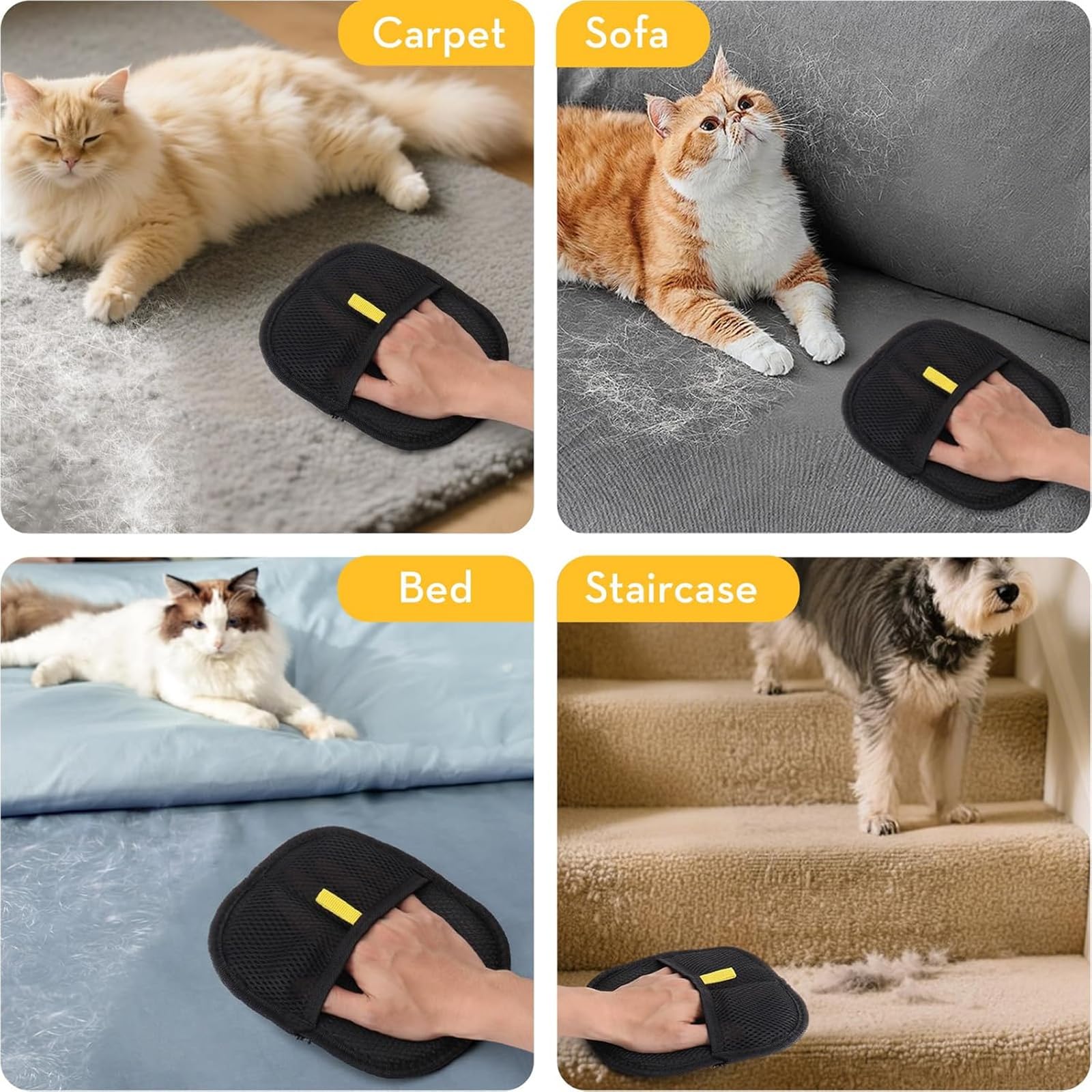 5 Pcs Pet Hair Remover Gloves, Cat Dog Static Reusable Double Sided Static Removal Gloves Removal Glove Pet Hair Couch - Image 3