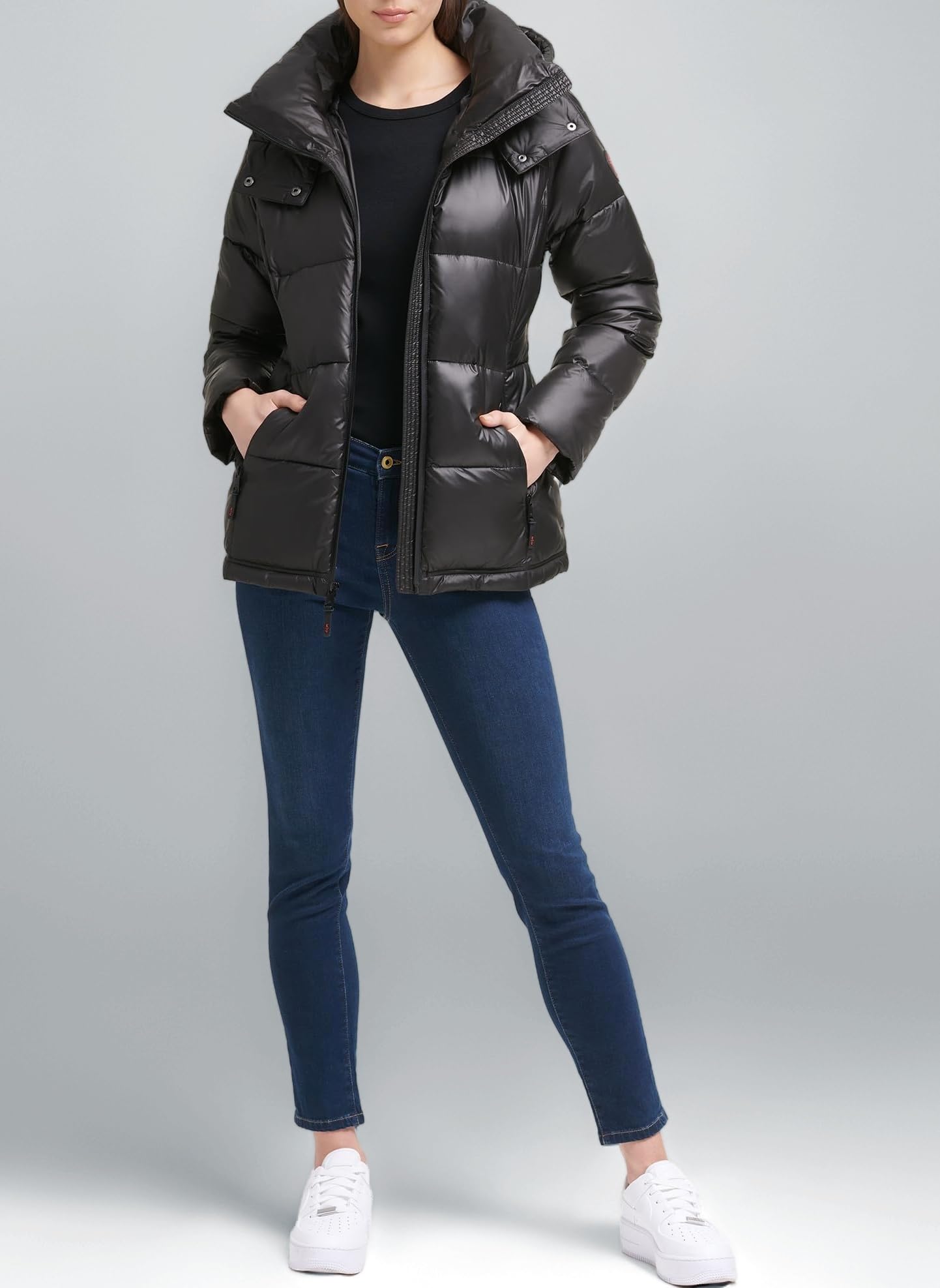 Kenneth Cole Women's Heavy Weight Down Puffer Jacket Down Alternative Coat