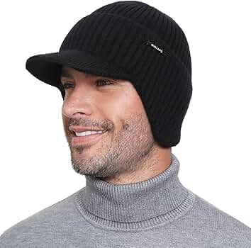 帽子 aclent Ear flap knit cap Knitted Earmuff Ball String Hat for Adults Warm Cap with