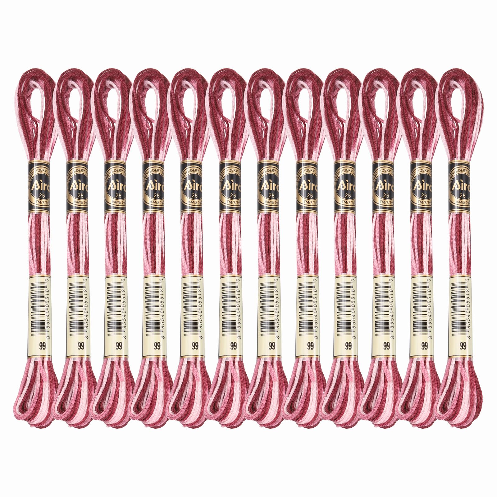 PATIKIL 12 Skeins Embroidery Floss, Polyester Embroidery Threads Bracelets String for Cross-Stitch Hand Embroidery, Red Pink