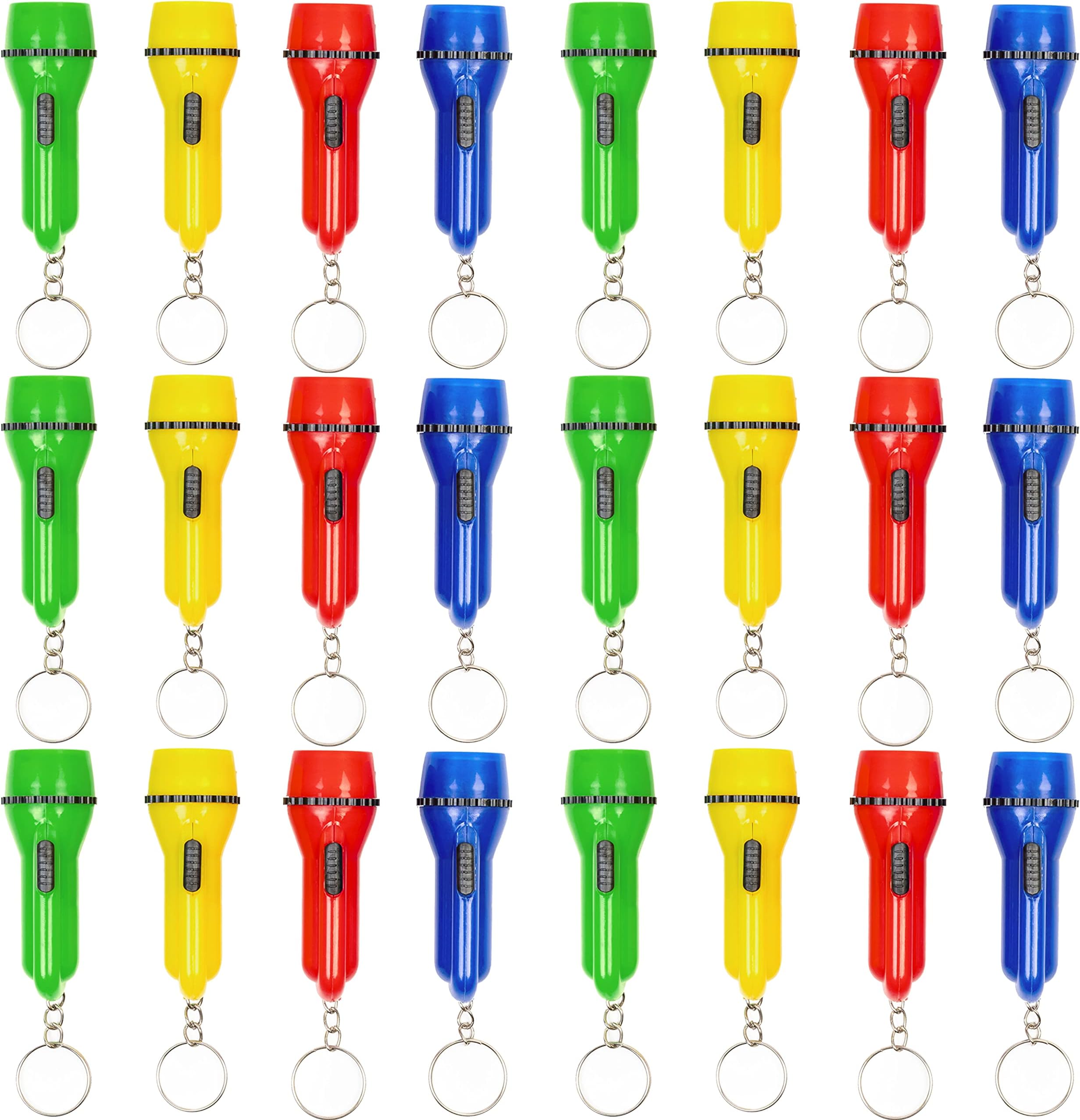 THE TWIDDLERS 24 Mini Torch Keychains - Assorted Flashlight Colours, Ideal Small Torches for Party Bag Fillers for Kids, Light Keyring Party Favours