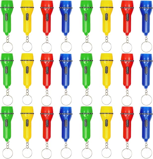 THE TWIDDLERS - 24 Mini Torch/Flashlight Keychains - Assorted Colours