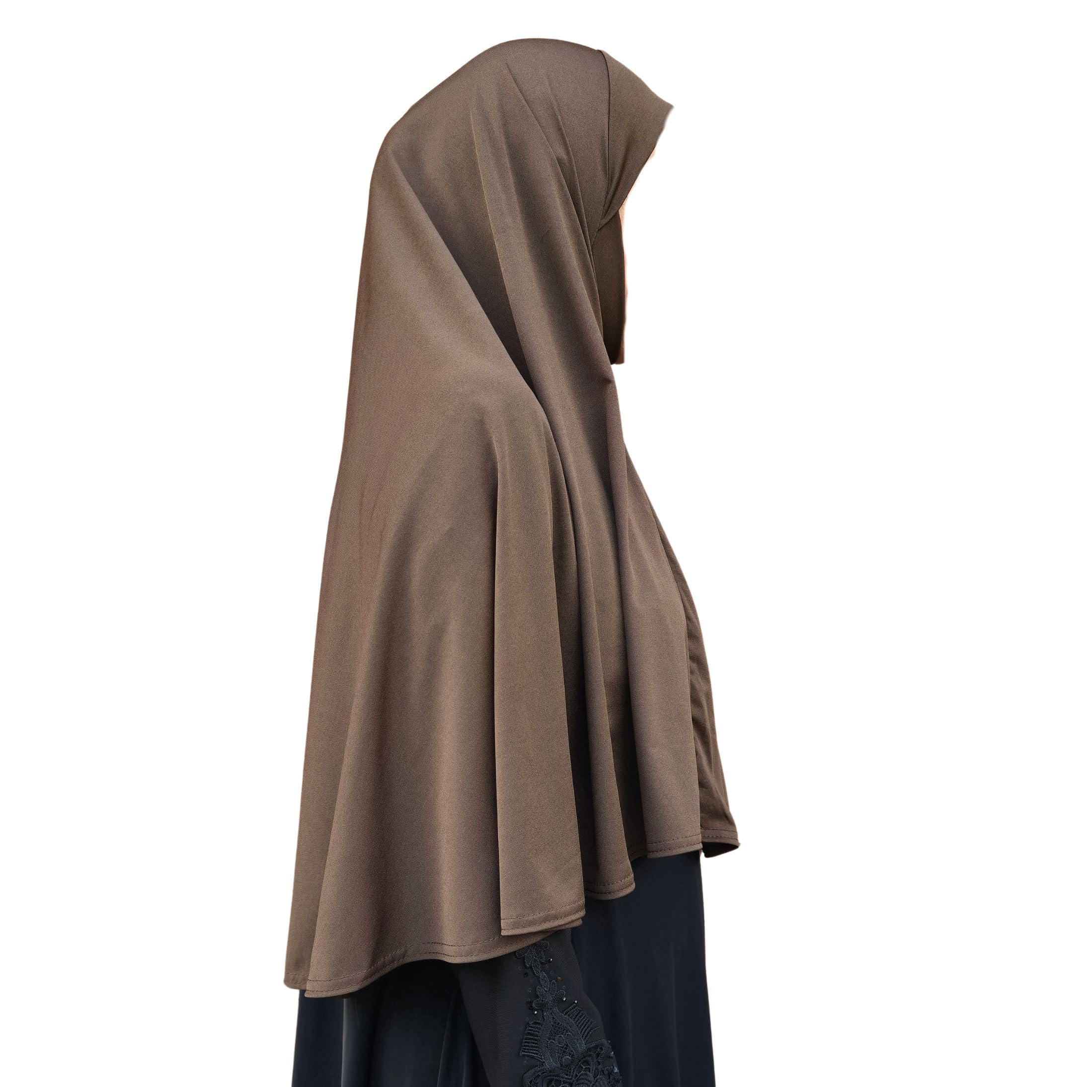 Voile Priere Femme Musulmane Hijab Instantané XL Une Pièce Al Amira Avec Couvre-menton Idéal Pour La Maison/bureau/mosquée/Madrassa/Umrah/Hajj/ Ramadan/Aïd/cadeau, Chocolat, Taille Unique Hijab Femme