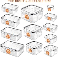 Vista 2 de 52 piezas de contenedores de almacenamiento de alimentos con tapas herméticas (26 contenedores y 26 tapas), contenedores de plástico