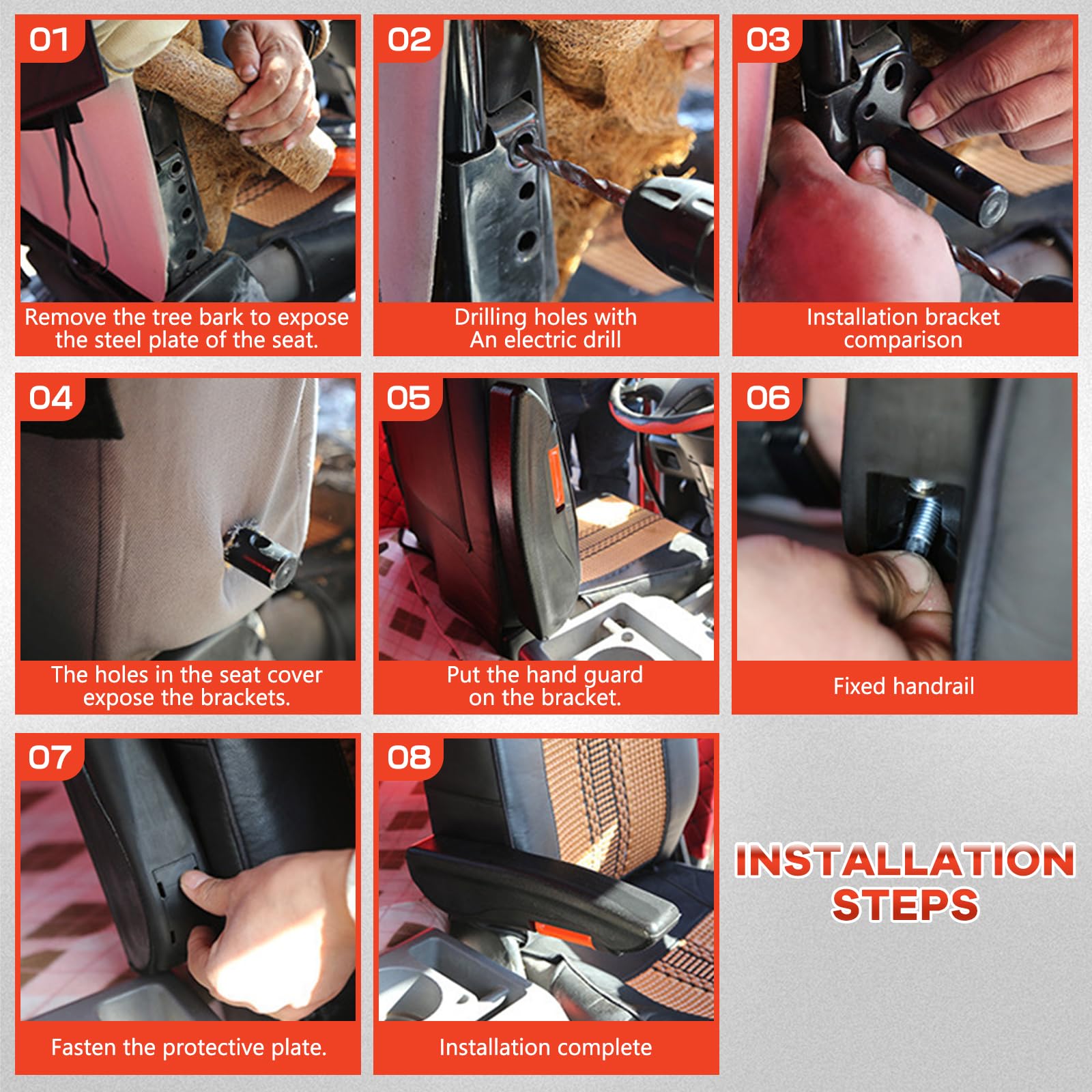 Bracciolo per sedile auto compatibile con VW T4 T5 T6 F-iat Ducato, bracciolo regolabile 0-120 gradi, 37 cm, dimensione universale regolabile, bracciolo portatile per camion, auto, camper - 1 paio
