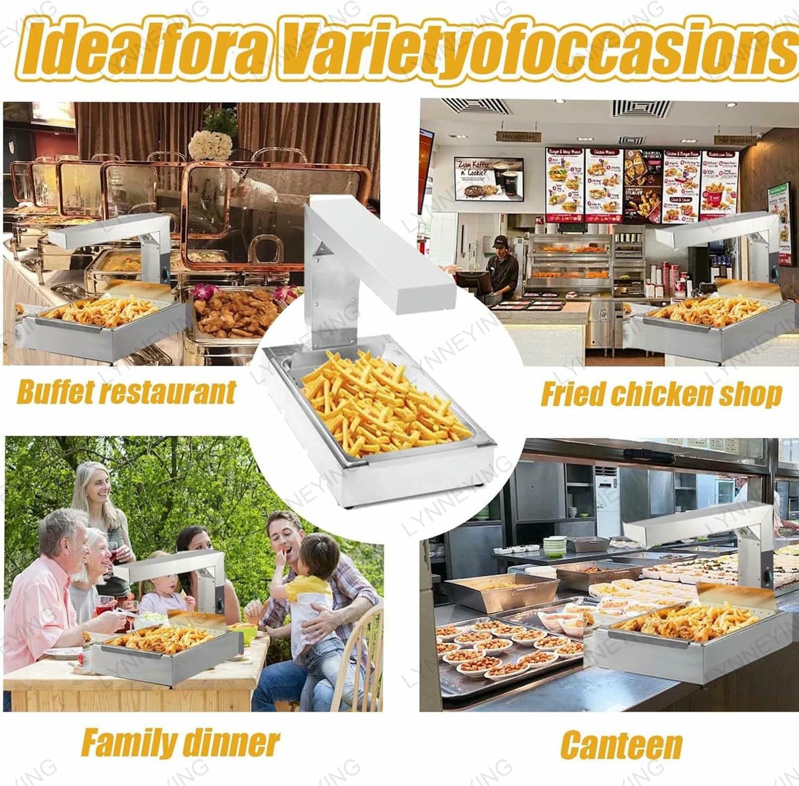 Stazione Scalda Patatine Fritte, Lampada Riscaldante Commerciale Da 1000 W Con Vassoio Raccogligocce E Porta Patatine Croccanti, Acciaio Inossidabile, Controllo Con Un Pulsante, Per Ristorante