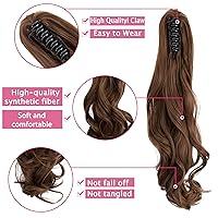 Vista 4 de OMGREAT Extensión de cabello sintético con clip de garra, extensiones de cabello sintético de una pieza con clip, extensiones rizadas de 18