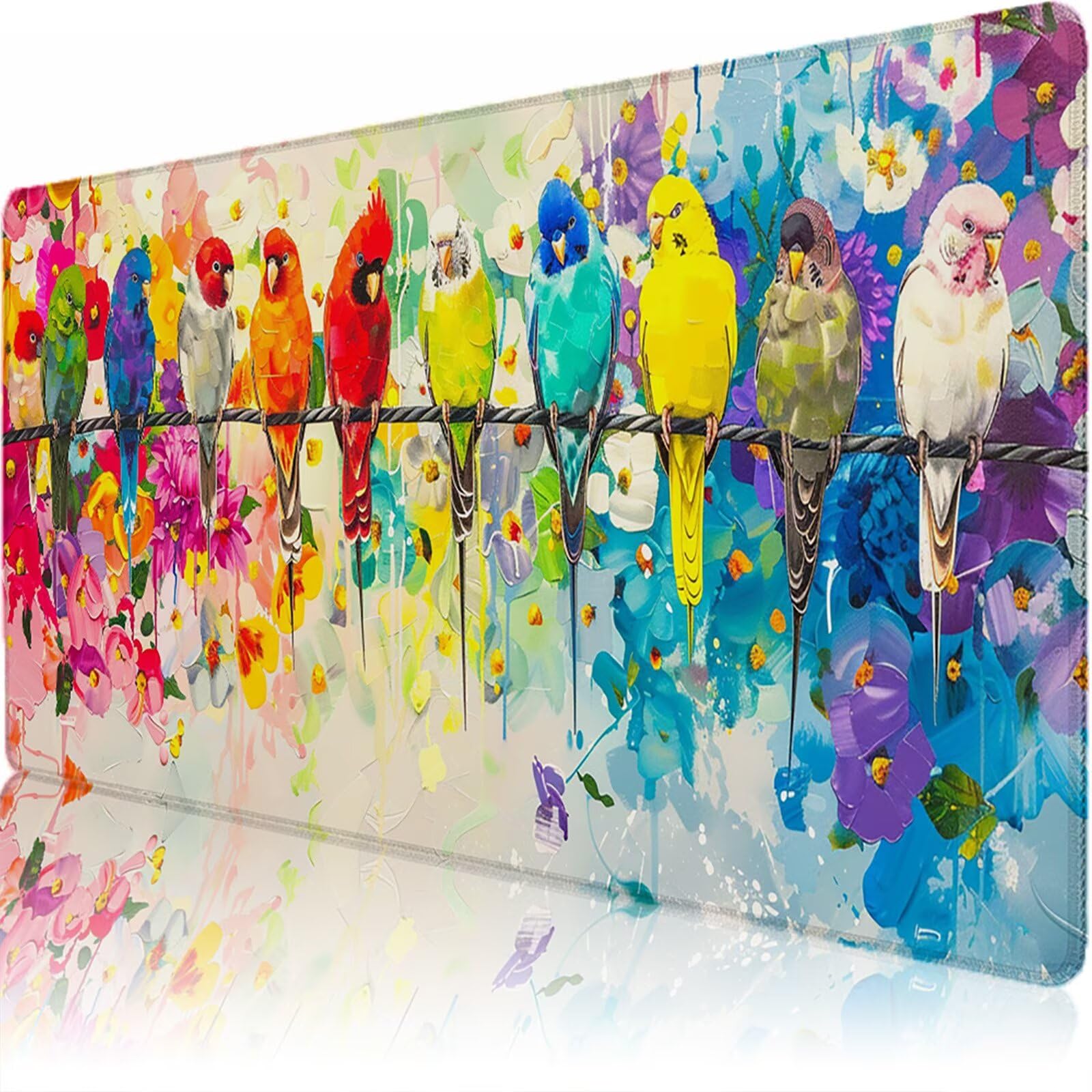 Sottomano Scrivania Grande 1200 x 600 x 3 mm Colore Tappetino Tastiera Computer con Base Antiscivolo e Bordi Cuciti, Protezione Impermeabile, per Lavoro/Casa/PC Gamer, Regali Uomini (Uccello) L-x810