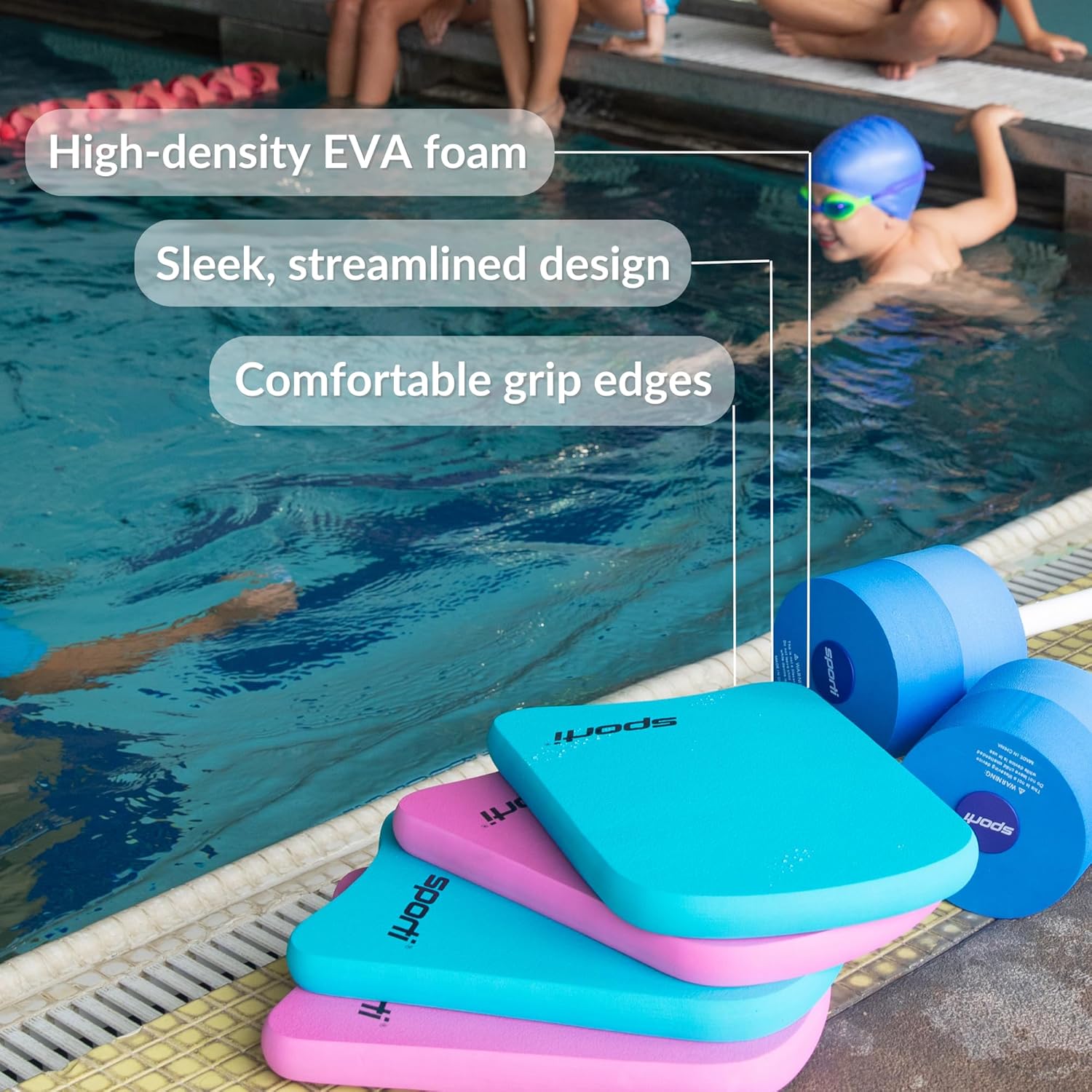 Sporti Kids Kickboard for Swim Training Lesson, Swimming Kickboard for Junior, Water Board for Kids, Swimming Training Aid