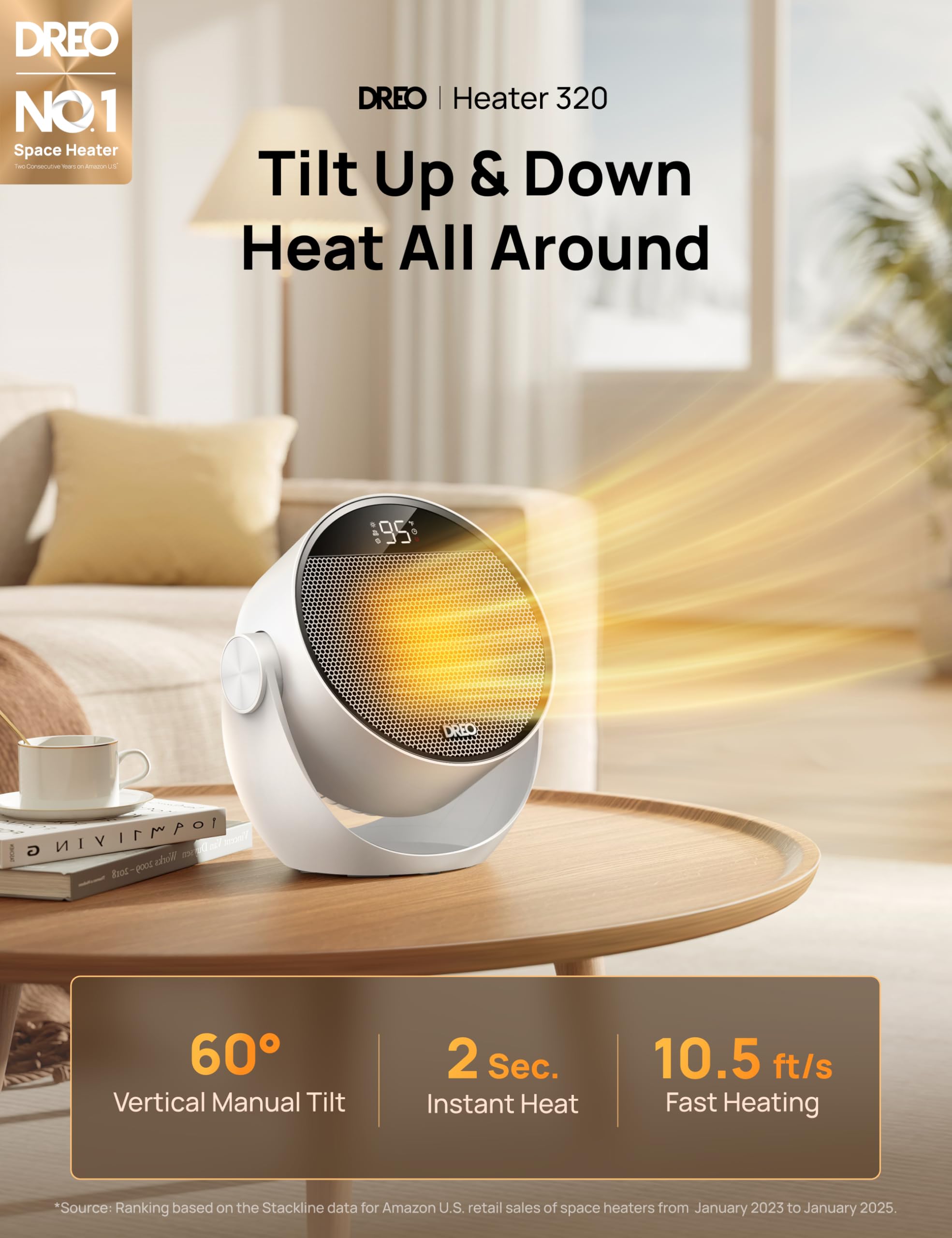 Electric Heaters For Indoor Use Dreo Space Heater 1500W, 60° Adjustable ...
