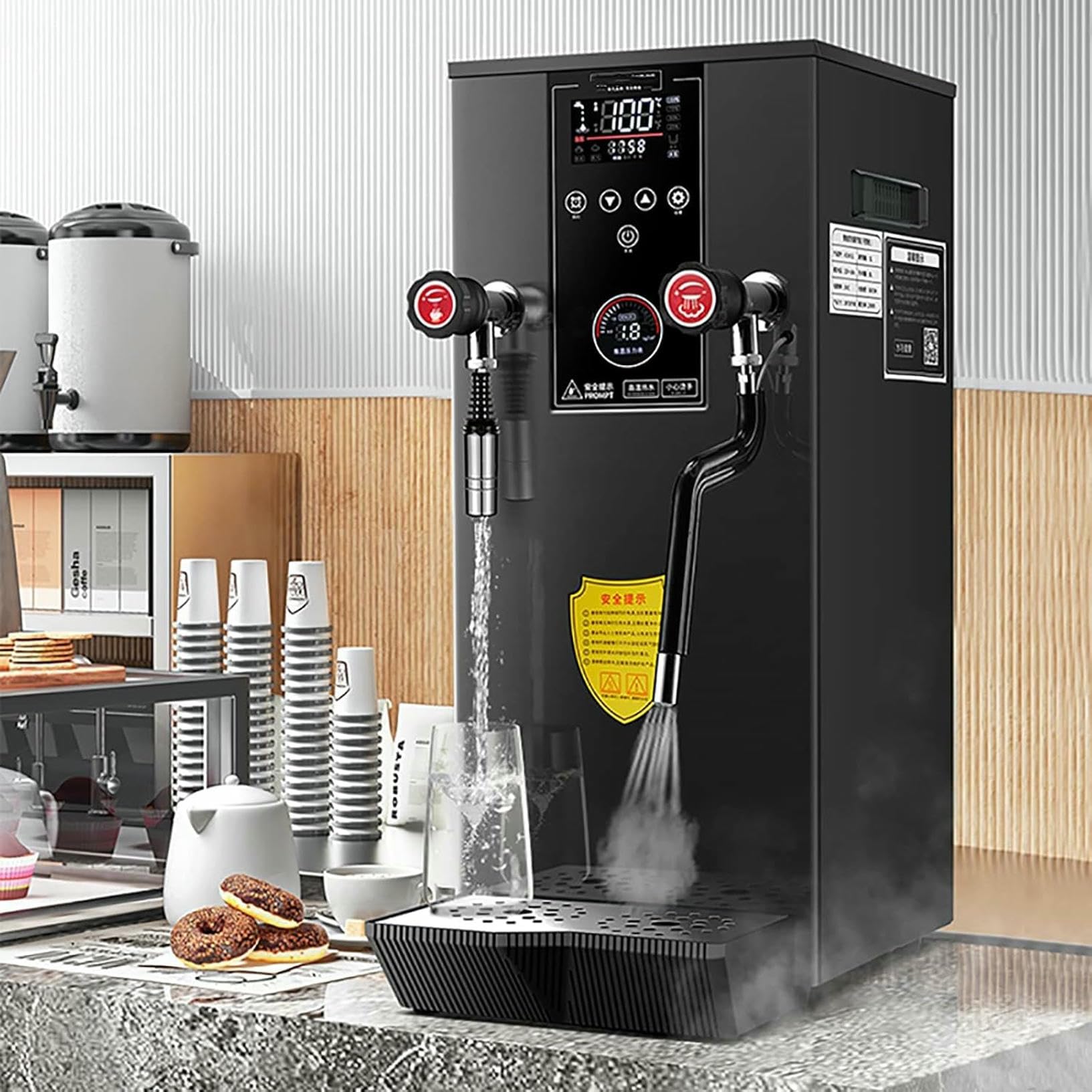 FHRKA 12L Commercial Multi-Purpose Milk Frother, Electric Milk Foam Maker Steam Milk Frothing Machine Full-Automatic Boiling