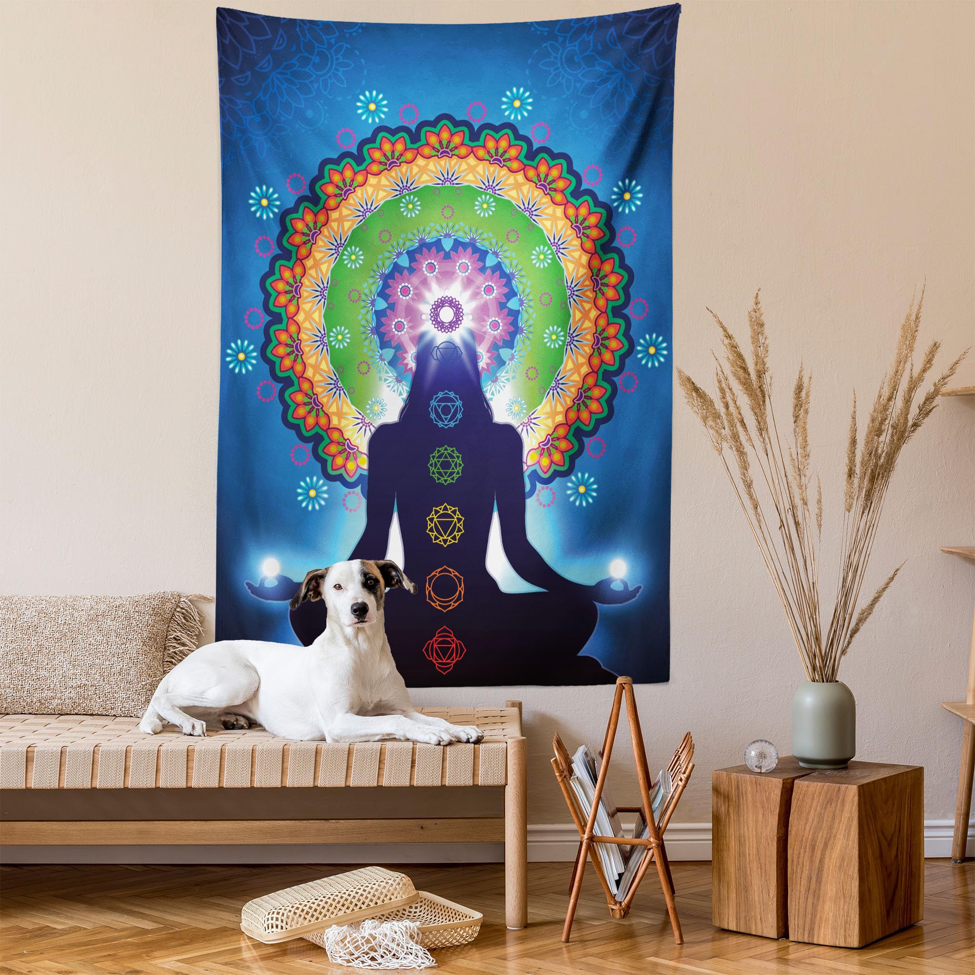ABAKUHAUS Arazzo Mandala Mistico Blu Viola - 230x140 Cm - Tessuto Microfibra Morbido Per Camera Da Letto, Soggiorno E Dormitorio - 3