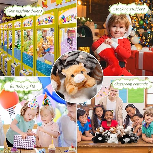 Miniatura 6 de Lenwen 10 piezas de animales de peluche de gato a granel, suaves gatitos de peluche, varios gatos de peluche esponjosos para niños, regalo de