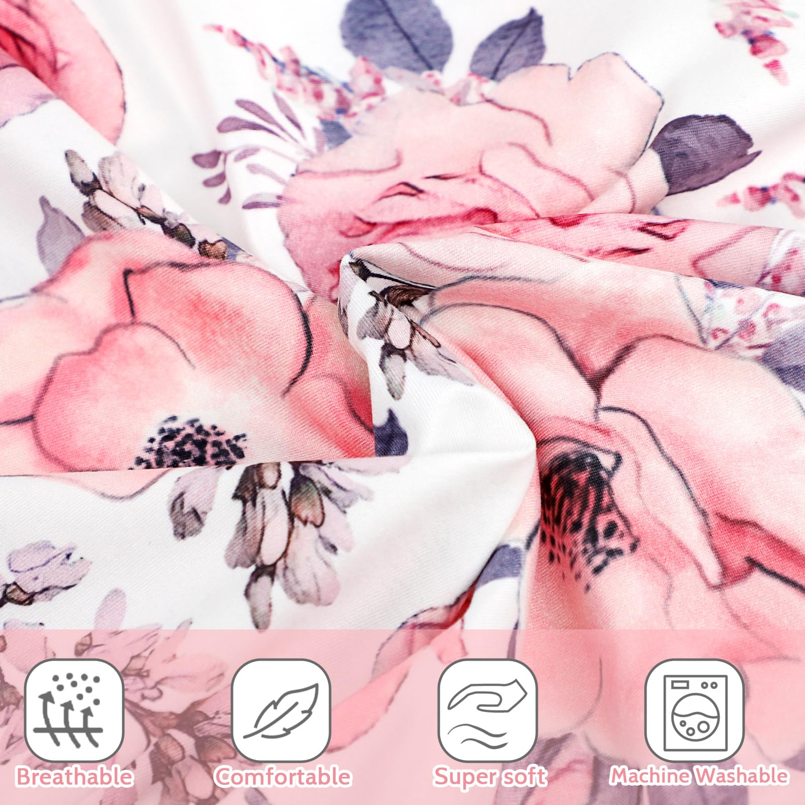 SWESEN Baby Lounger Cover, Removable Infant Lounger Slipcover for Girls, Ultra Soft Cover for Newborn Lounger, Snug Fitting Design, Pink Floral