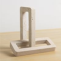 Navaris Marble Link Sculpture - Modern Travertine Decor for Living Room, Fireplace, Kitchen - Heavy Bookend & Paperweight