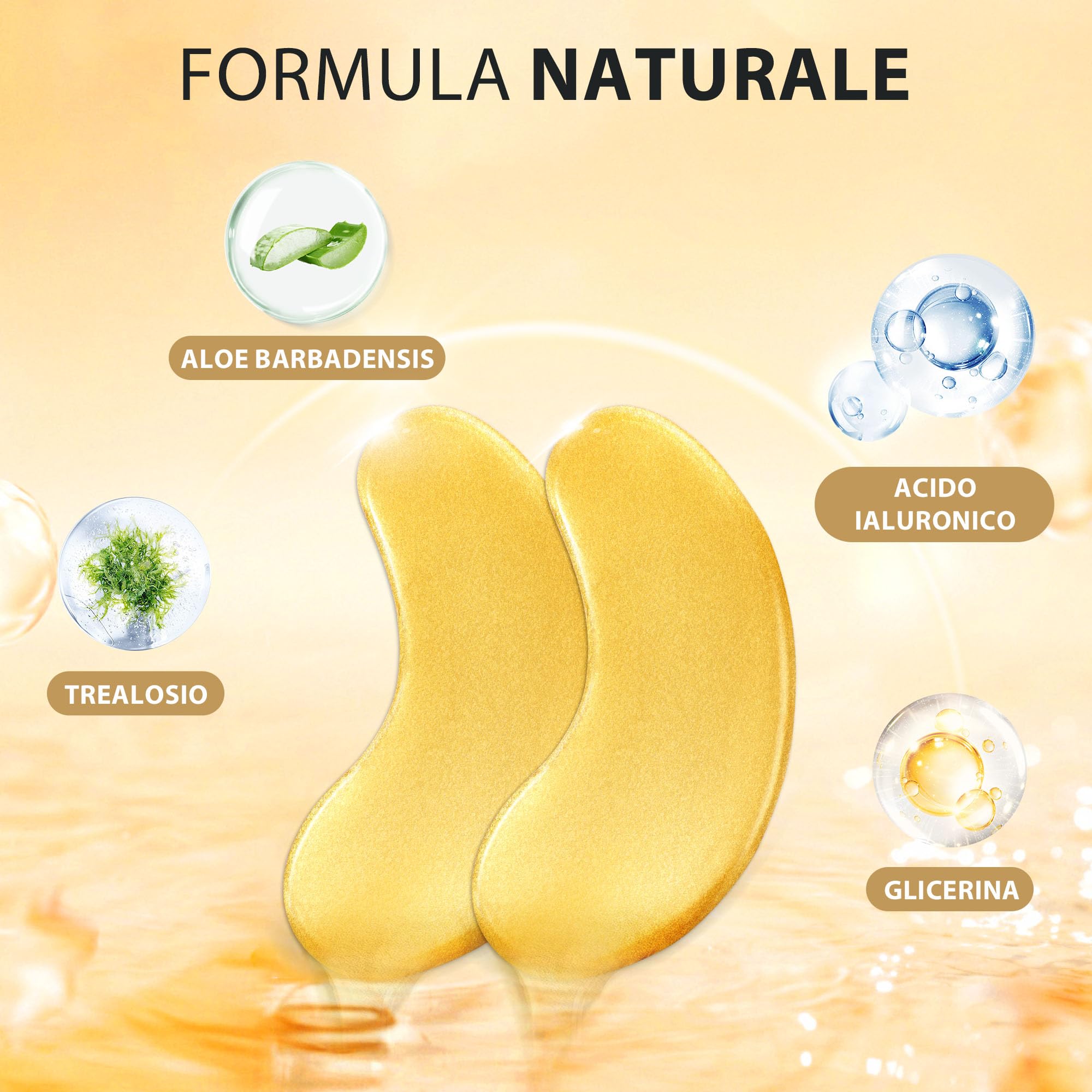 20 Paia Oro 24 carati Maschera per gli occhi Collagene Sotto gli occhi Maschera Cerotti per Occhiaia Gonfiore, Rinfrescare, Rivitalizzante, Viaggi, Rughe, Occhi Patch