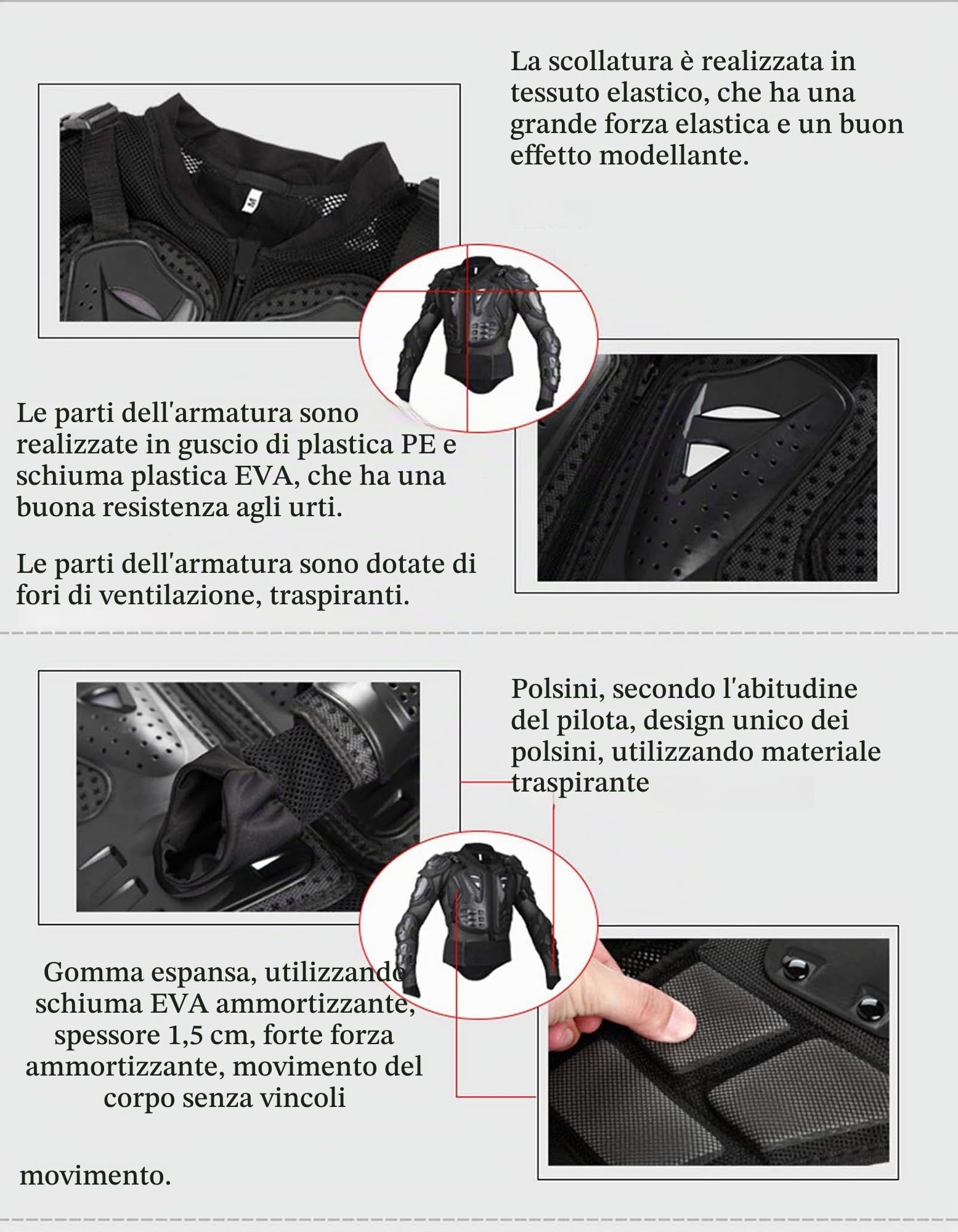 Moto Armatura Motocross Pettorina Montagna Ciclismo Pattinando Snowboard Equipaggiamento Protettivo con Protezione per il Torace e la Schiena Nero 1# XL