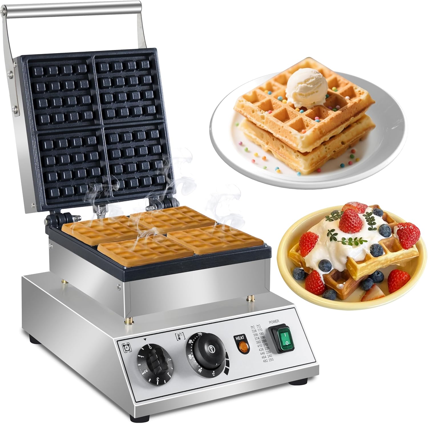 SIJIDING Commercial Waffle Maker with Temp Control