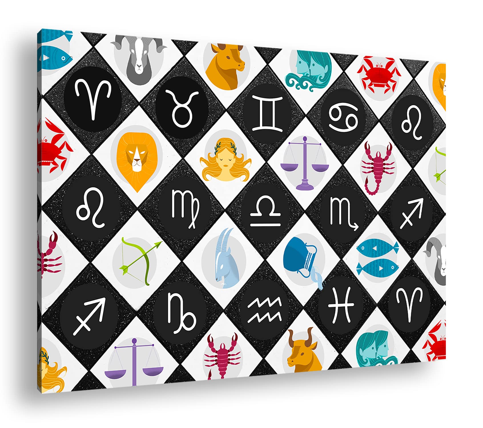 Obraz na płótnie wzór znaku zodiaku na czystym nocnym niebie format: 100 x 70 cm XXL druk artystyczny obraz na blejtramie/obraz ścienny/dekoracja salonu