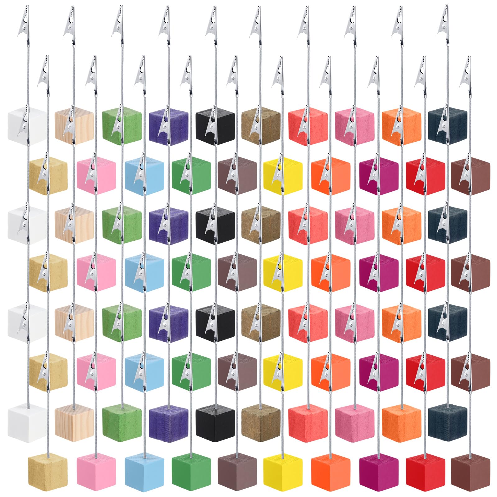 100 Pcs Cube Base Memo Clip Holder with Alligator Clip, Multi Color