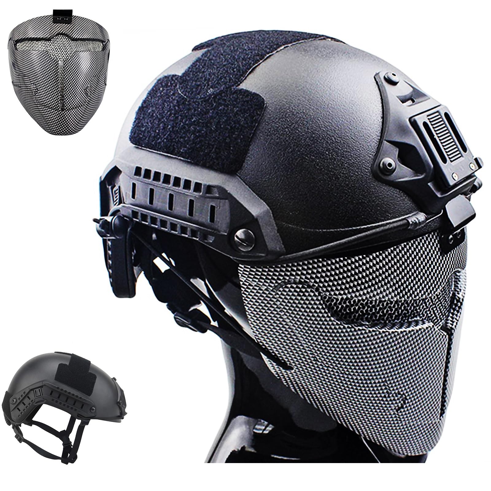 Fast Tactical Helmet Sets with Full-Cover Airsoft Mask Full Set of Paintball Protective Gear for Halloween Hunting CS