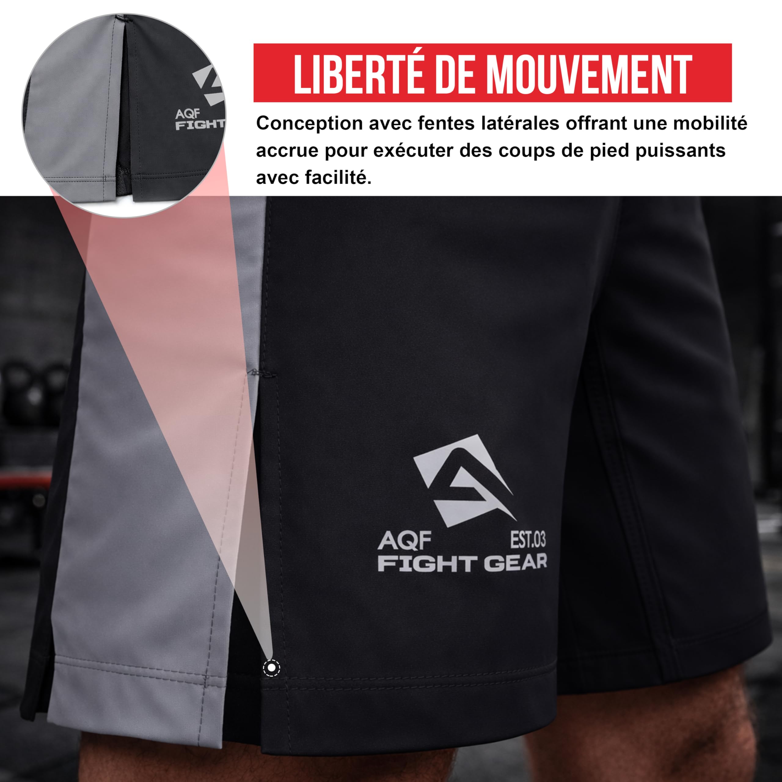 AQF Boxer Calecon Homme, Short MMA, Short Boxe, Grapling Calecons, Short Muay Thai 4-Way en Stretch avec Évacuation De L'humidité pour Boxing, Combat, UFC, Cage Fighting, Short D'entraînement