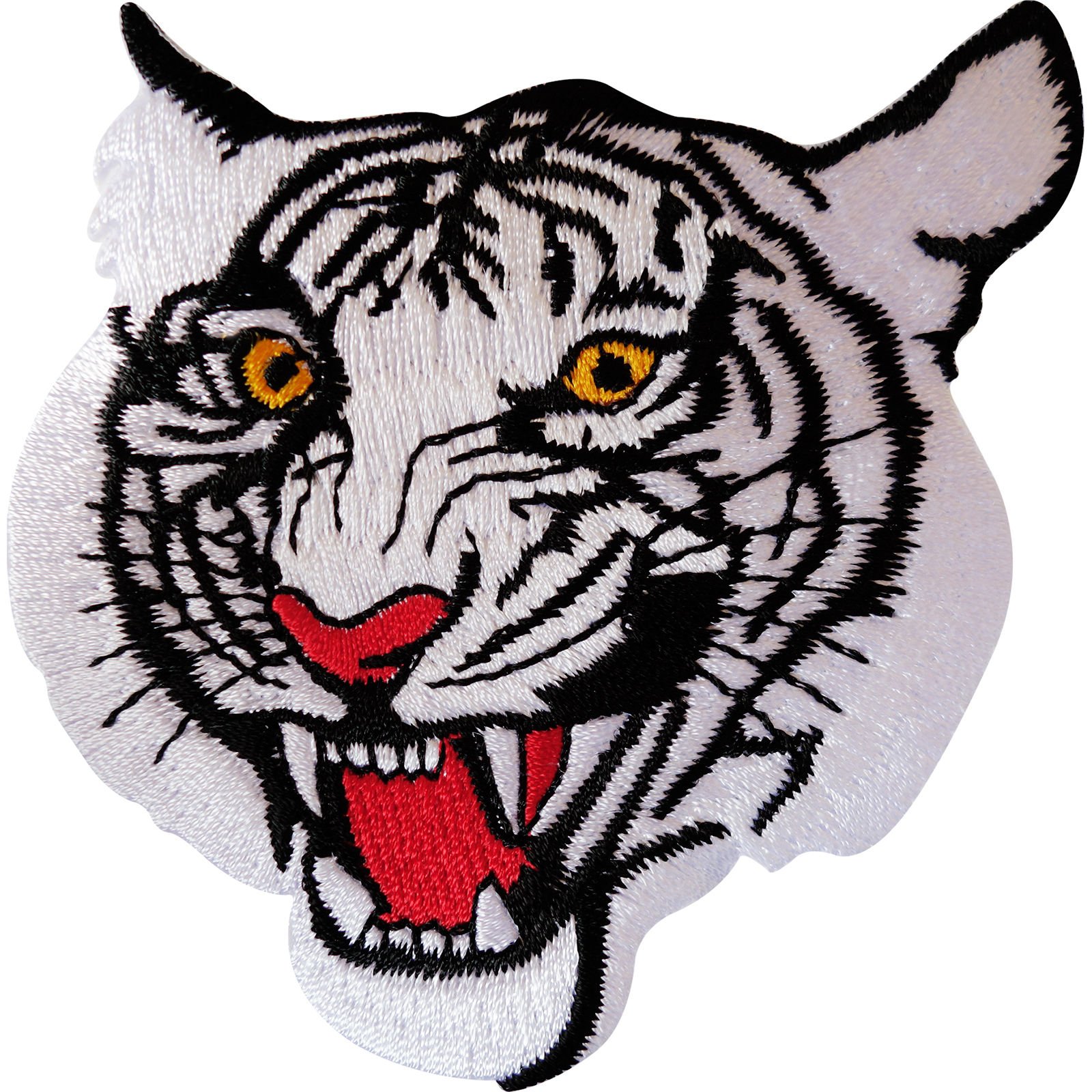 Ellu White Iron On Embroidered Tiger Patch/Sew On Motorcycle Motorbike Biker Badge