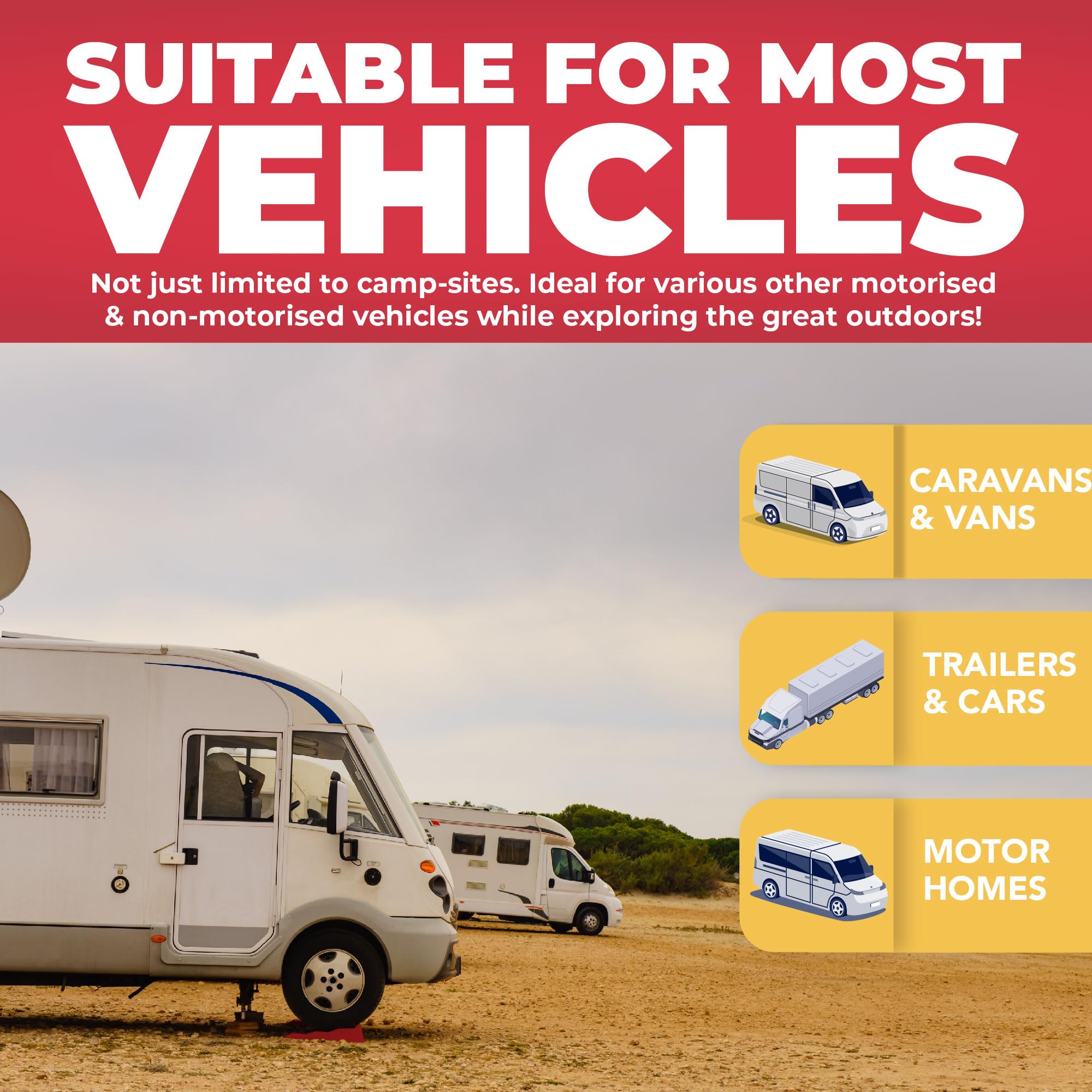 GADLANE Cunei per Camper - 2 Pezzi Livellatori per Camper Resistenti con Scanalature Antiscivolo - per Auto, Caravan e Rimorchi (Capacità: 4,5 Tonnellate) - Rosso