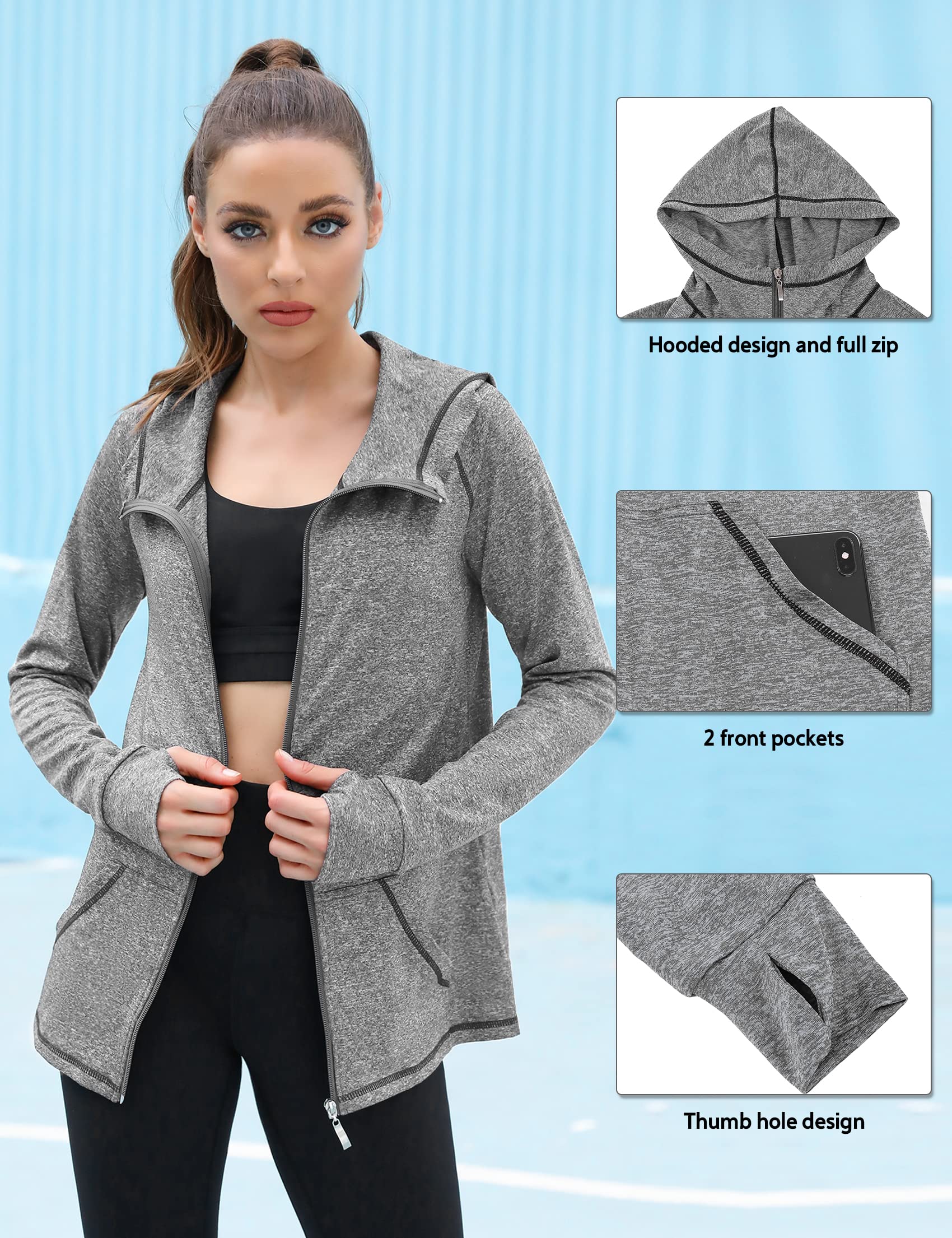 Sykooria Damen Laufjacke Voll Reißverschluss Sportjacke sudadera bebe Mujer - 4