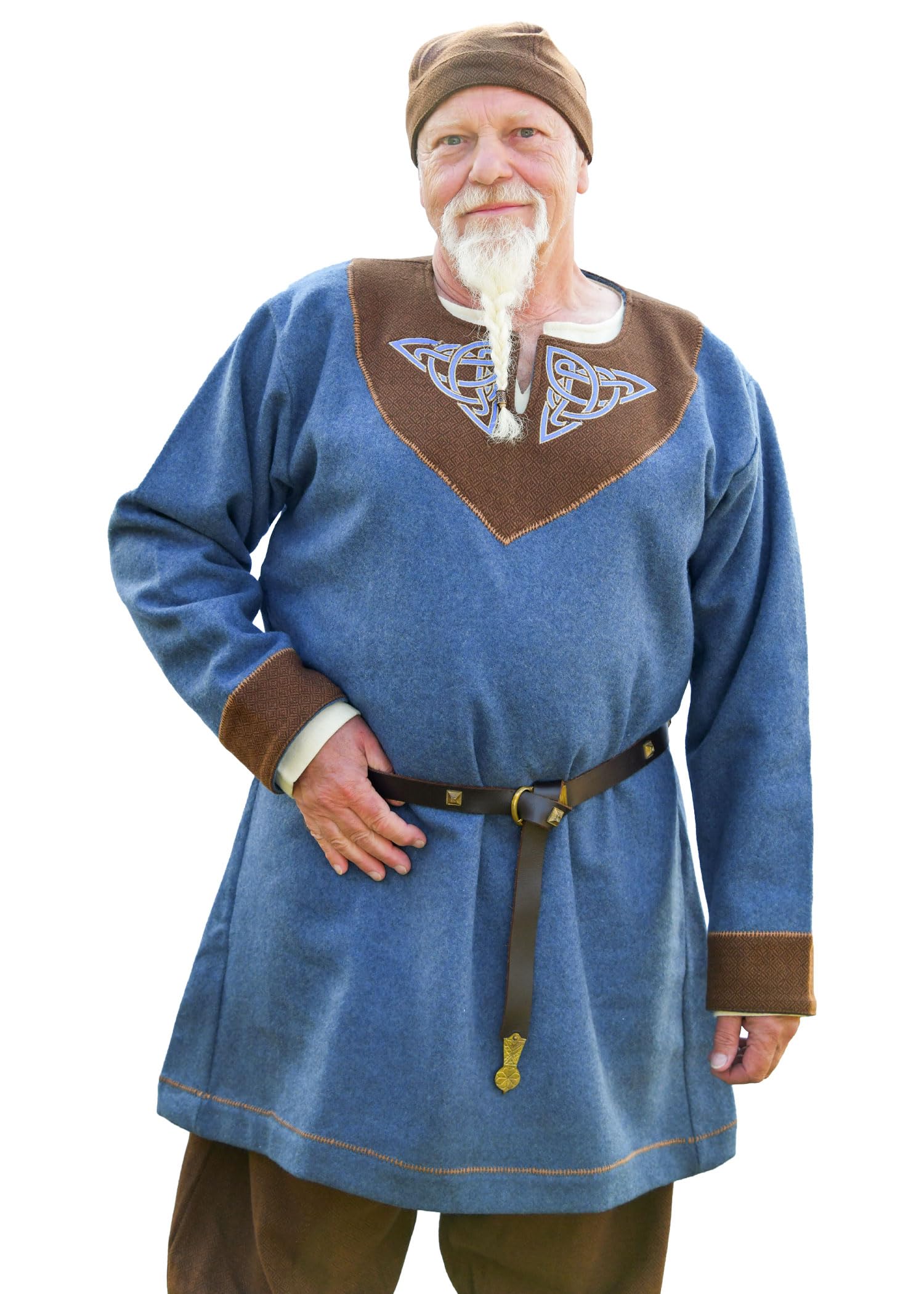 Battle-Merchant Wikinger Tunika Esben aus Wolle, Herren | Mittelalter Hemd, mit Stickerei, Langarm, für Reenactment, LARP & Fantasy Cosplay