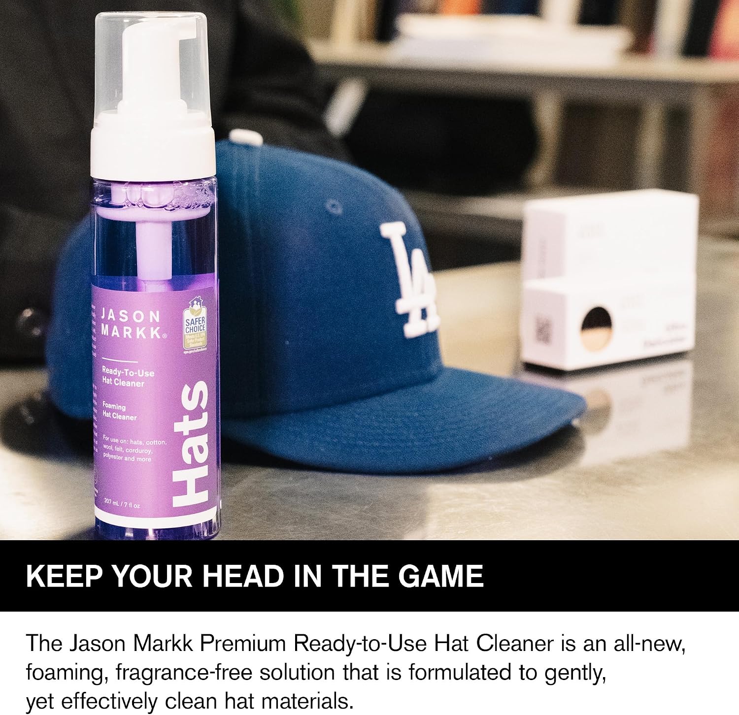 Jason Markk Ready-To-Use Foam Hat Cleaner, Ideal for Hat, Cap and Headwear Cleaning, Safe for Cotton, Wool, Felt, Corduroy, Polyester, 7oz