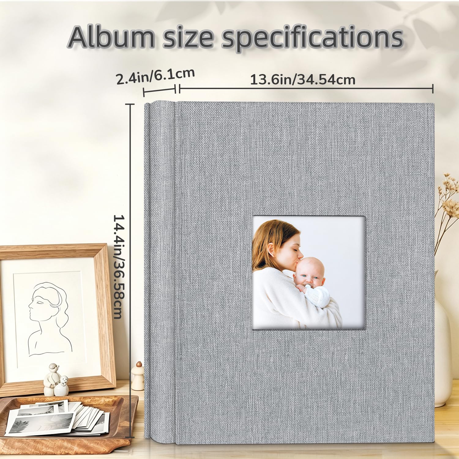 Popotop Album fotograficzny 10 x 15 cm z 600 zdjęciami, lniana okładka, fotoksiążki z 300 poziomymi kieszeniami, albumy na zdjęcia rodzinne, na wesele, rocznicę, dla dziecka, zdjęcia z urlopu