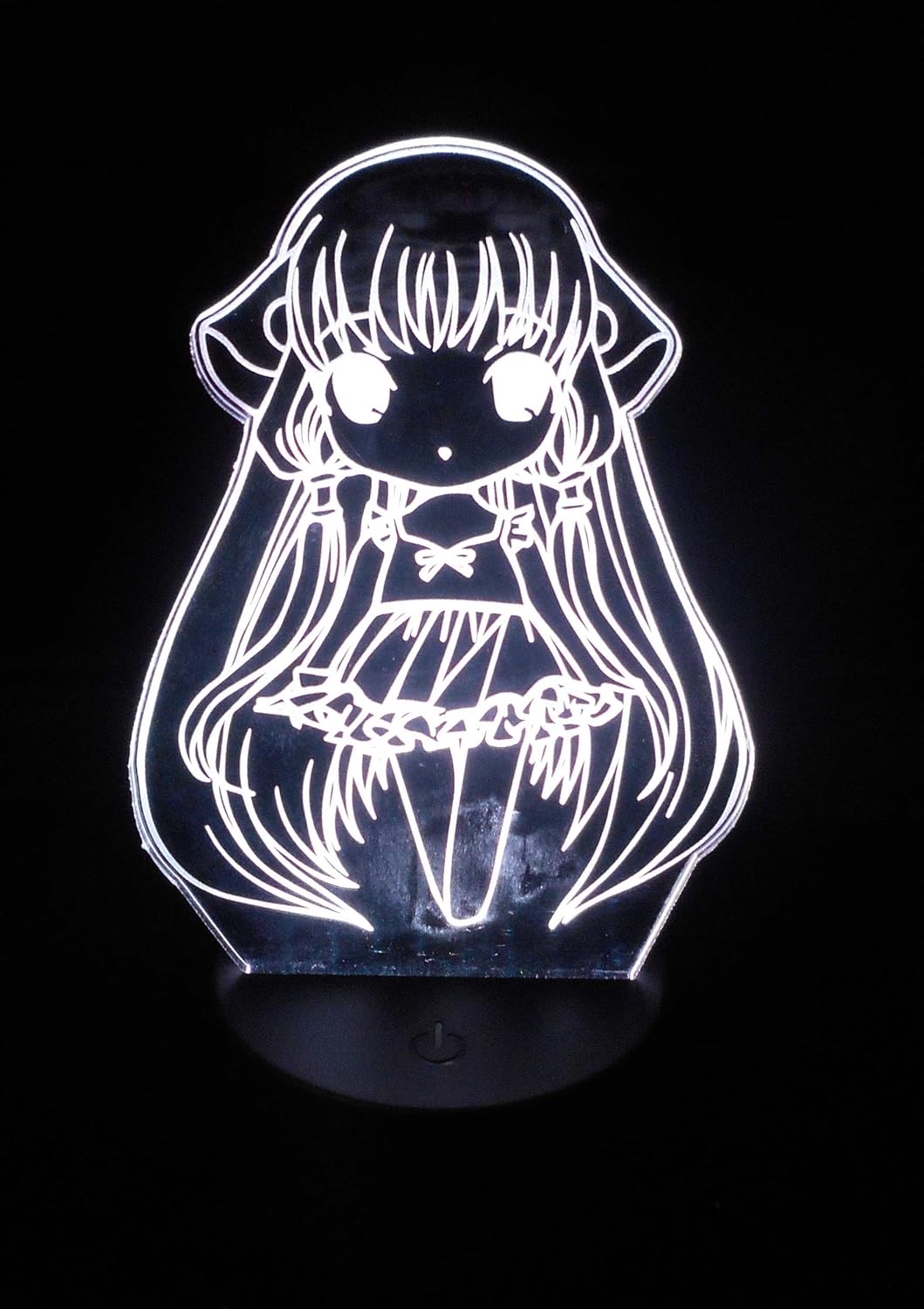 Fan Art Chobits Anime TV Series Logo 6.5" Tall Custom Cute Chibi Chi in Fancy Dress Laser Engraved Acrylic w/LED Light Base