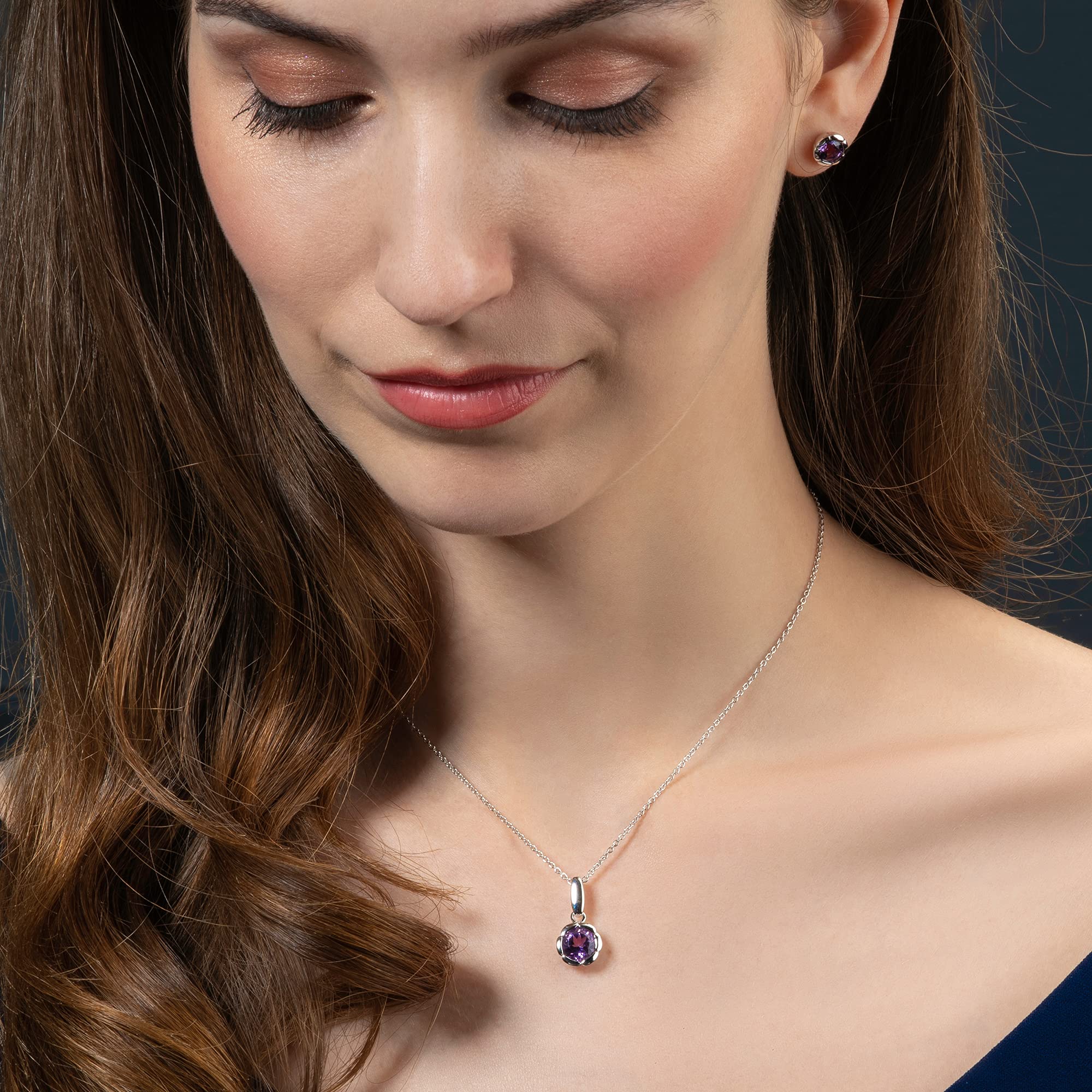 namana 925 Sterling Silber Halskette für Frauen mit Halbedelsteinen, Natur-Edelstein-Halskette für Damen, 925 Silber Anhänger-Halskette mit funkelnden Natursteinen