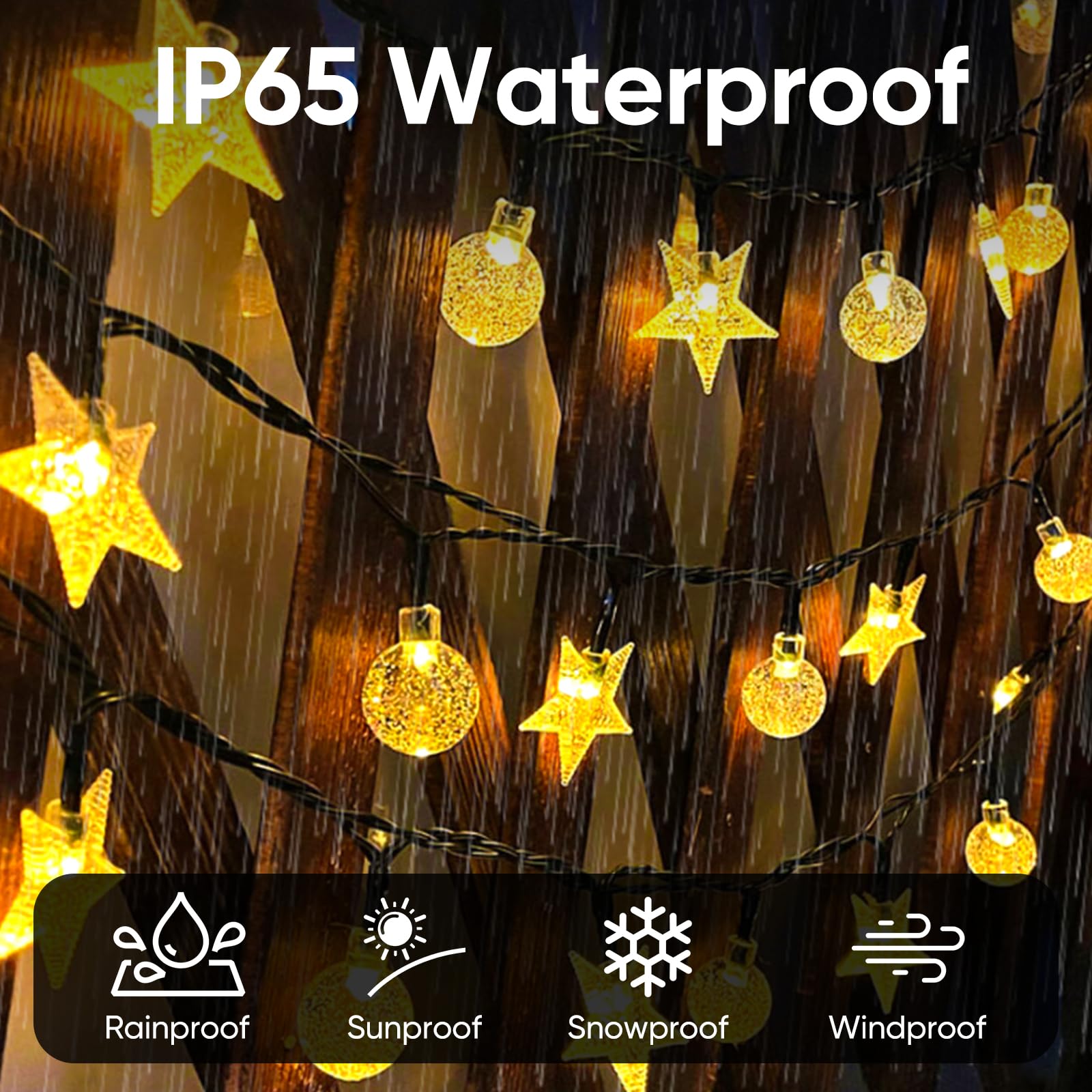 COZII Solar Lights Outdoor Garden, 60LED 10M/33Ft Solar Garden Lights String with IP65 Waterproof, 8 Modes Lighting - Image 2