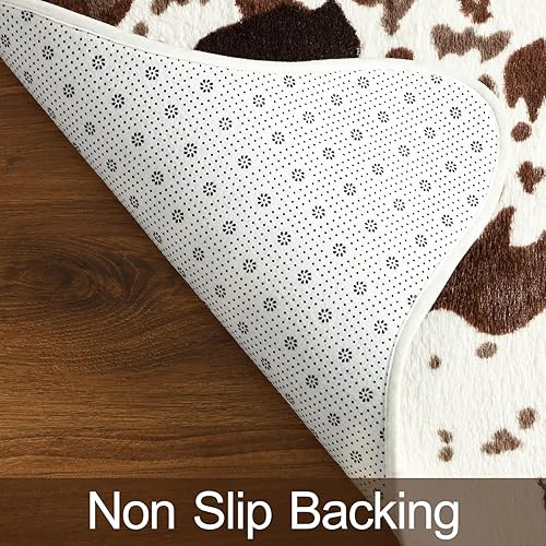 Miniatura 8 de Alfombra con estampado de vaca, bonita alfombra para sala de estar, dormitorio, cuarto de bebé, súper suave, antideslizante, alfombra de imitación