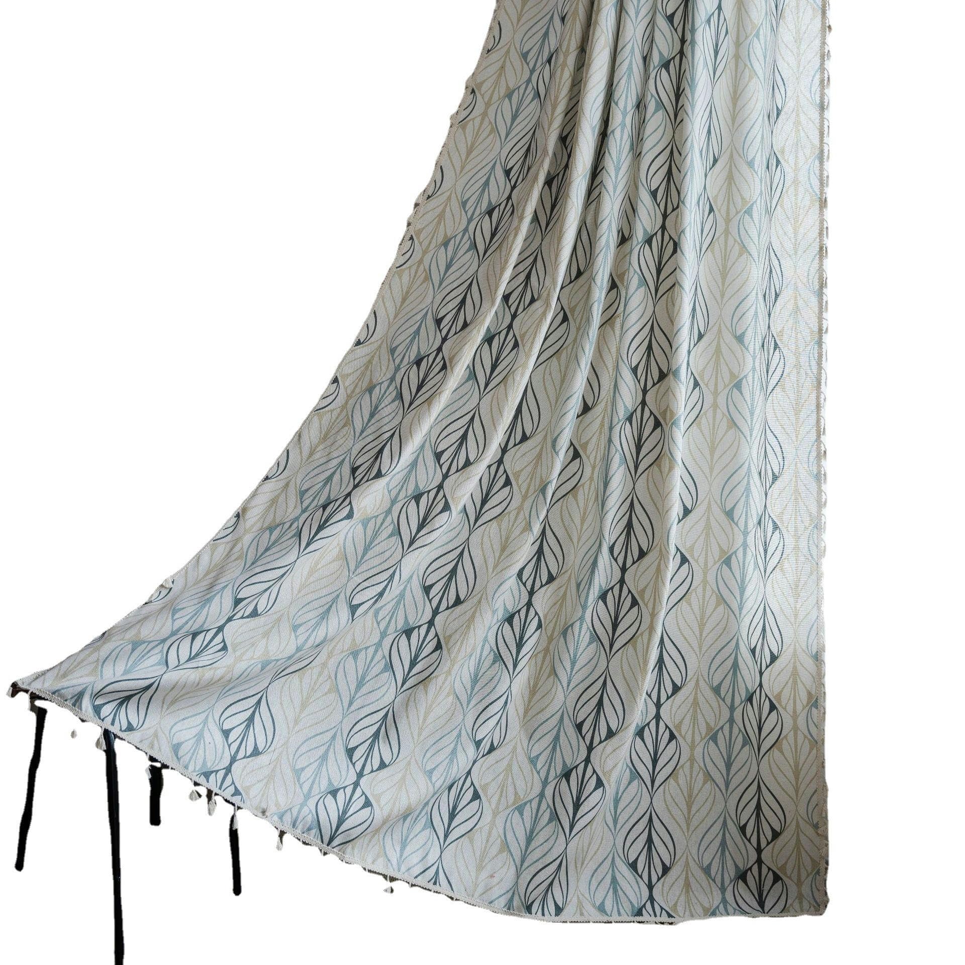 150 cm szerokości x 160-300 cm zasłony boho do salonu z haczykami kwiatowe bawełniane zasłony półprzezroczyste z frędzlami, lniana bawełniana zasłona