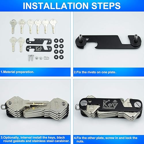 Miniatura 5 de Llavero organizador de 2 piezas, llavero compacto para llaves, llavero plegable inteligente y ligero, multiherramienta con abrebotellassoporte para