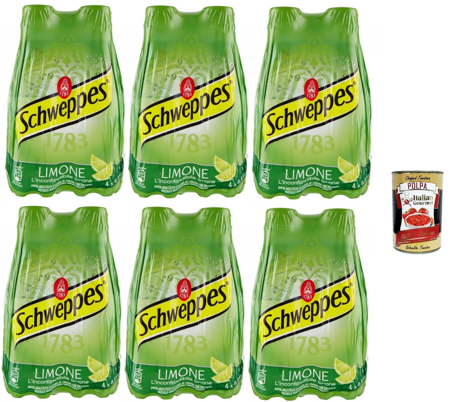 6x TONICA LIMONE ZITRONE, lemon tonic water pet flasche 4x 250ml+ Italian Gourmet Polpa 400g