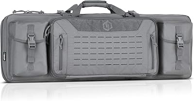 Savior Equipment Urban Warfare Tactical Double Long Gun Bag Case Backpack w/Pistol Handgun Case,55 Inch SW Gray