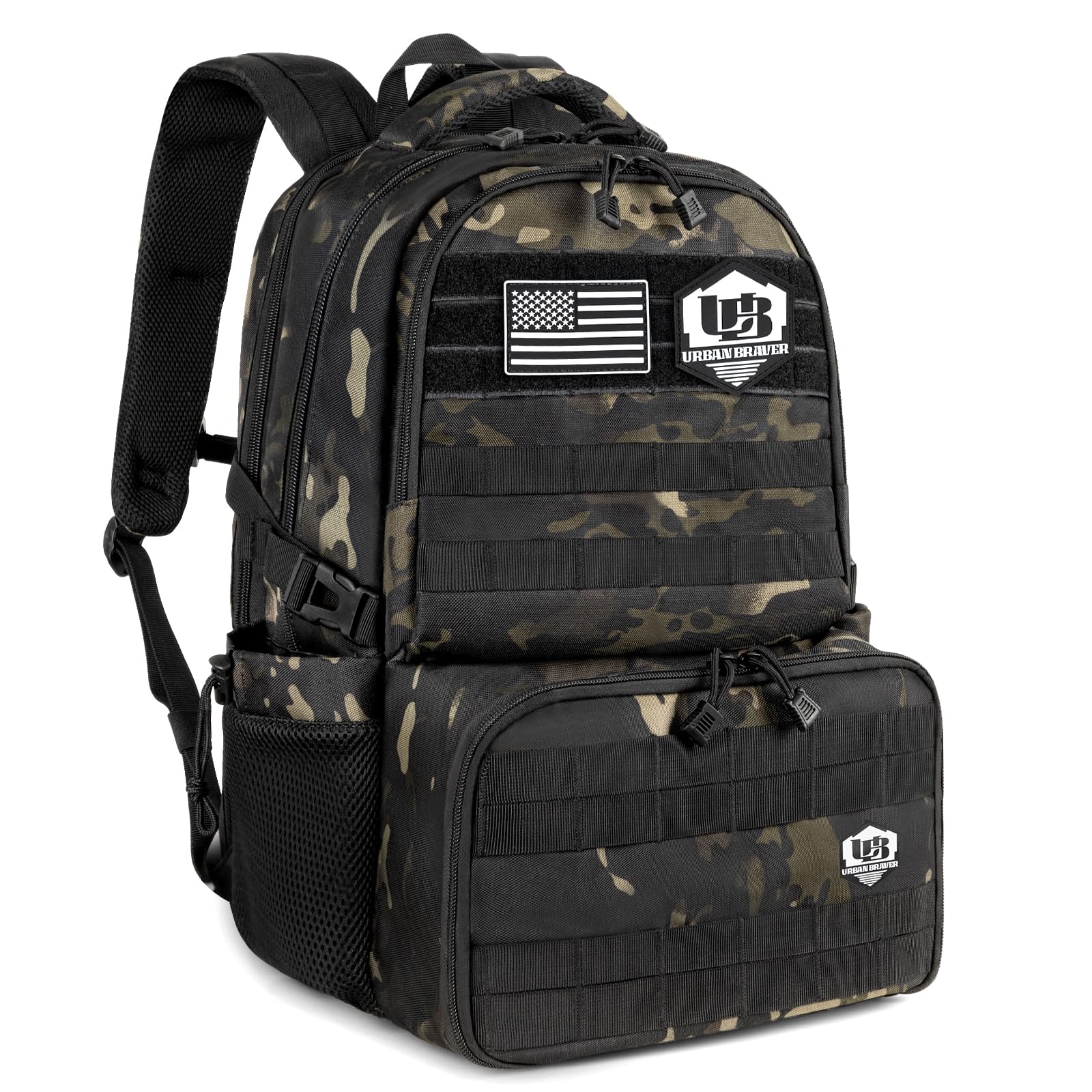 Urban Braver Tactical Backpack with Lunch Box for Men: Laptop Compartment Bookbag with lunchbox for Work School for Women Mens